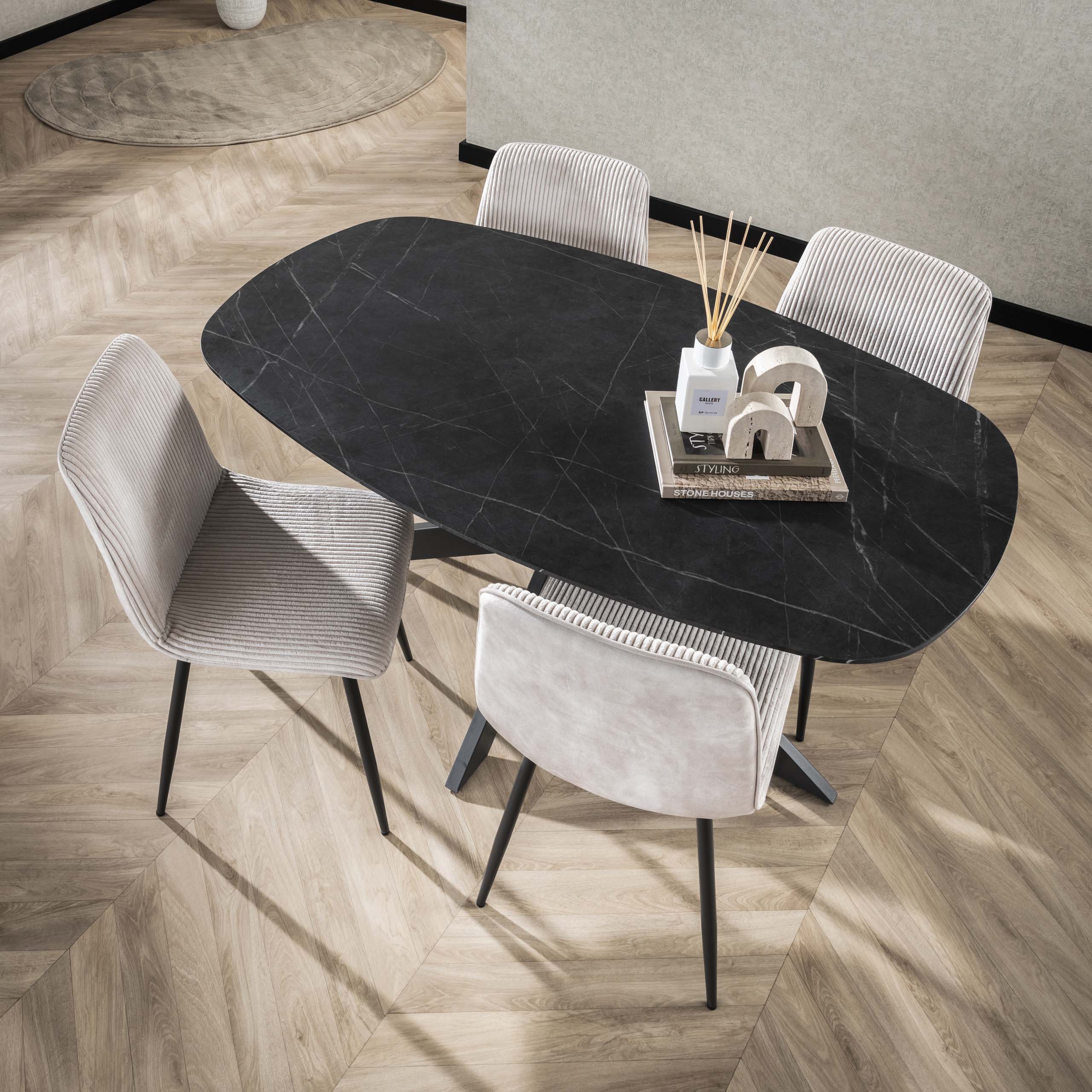 Mesa de comedor Onyx Cross danesa ovalada 150 cm - Grafito