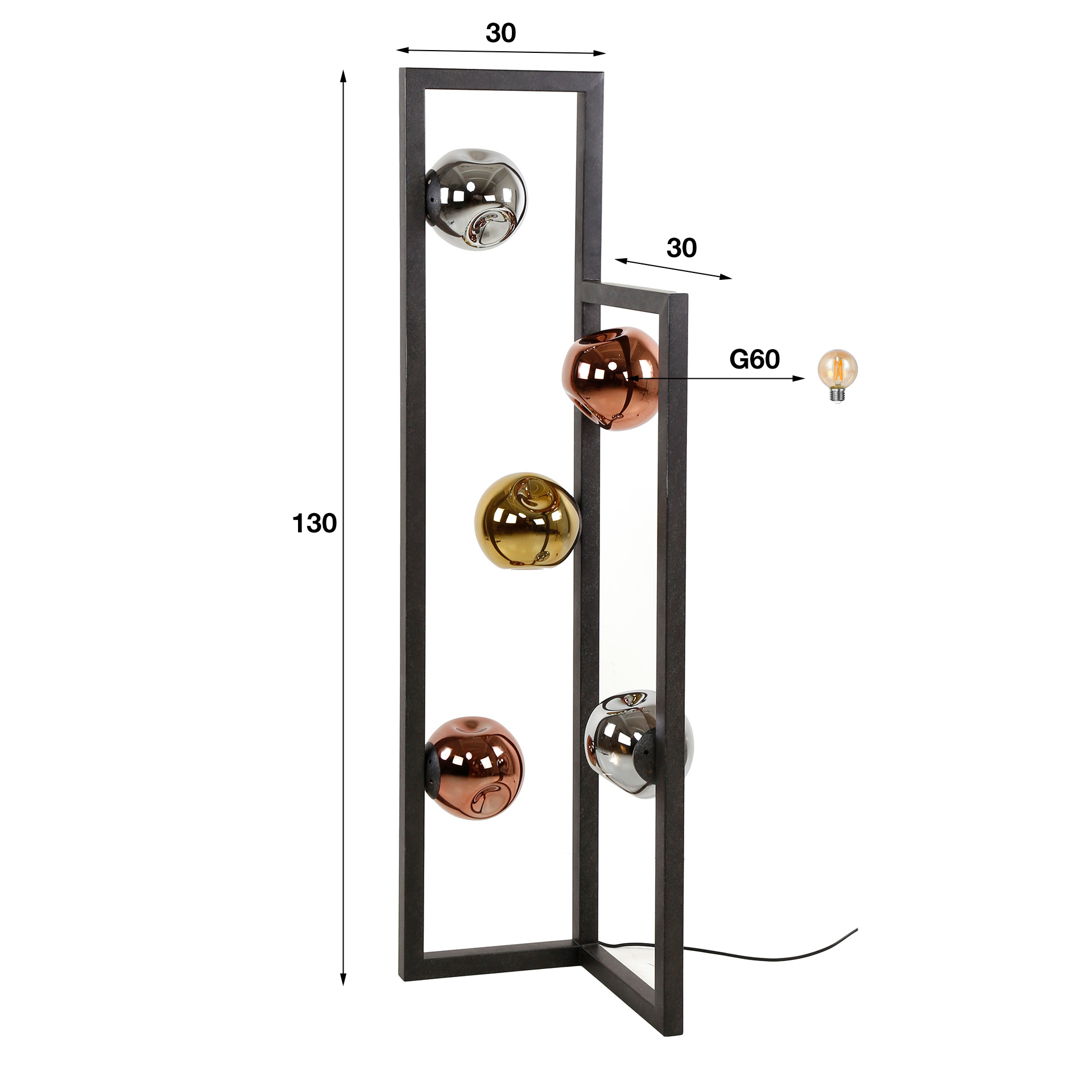 Lámpara de pie Stellar 5 luces negro ártico