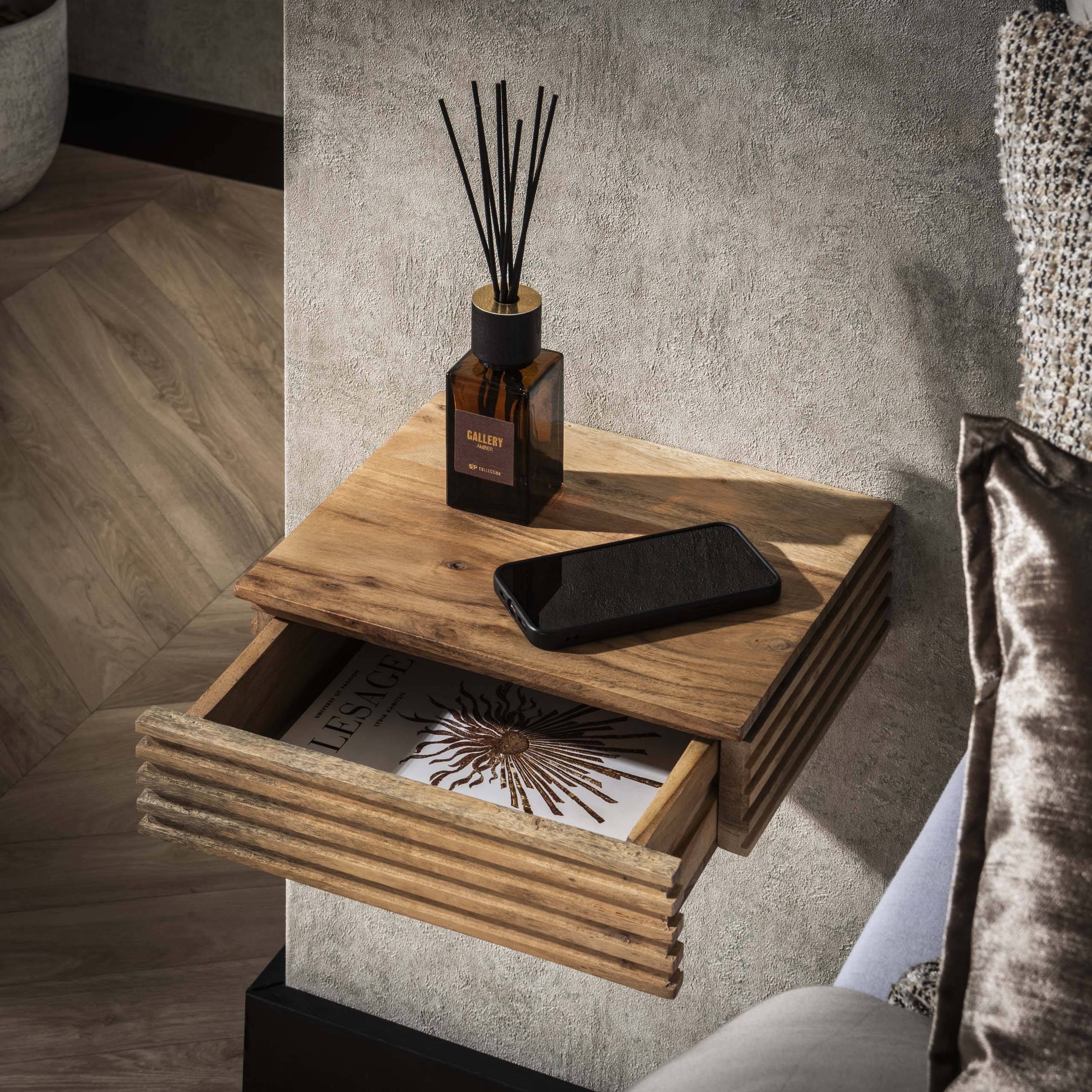 Mesita de noche Layer XS 1 cajón - juego de 2 - Acacia maciza