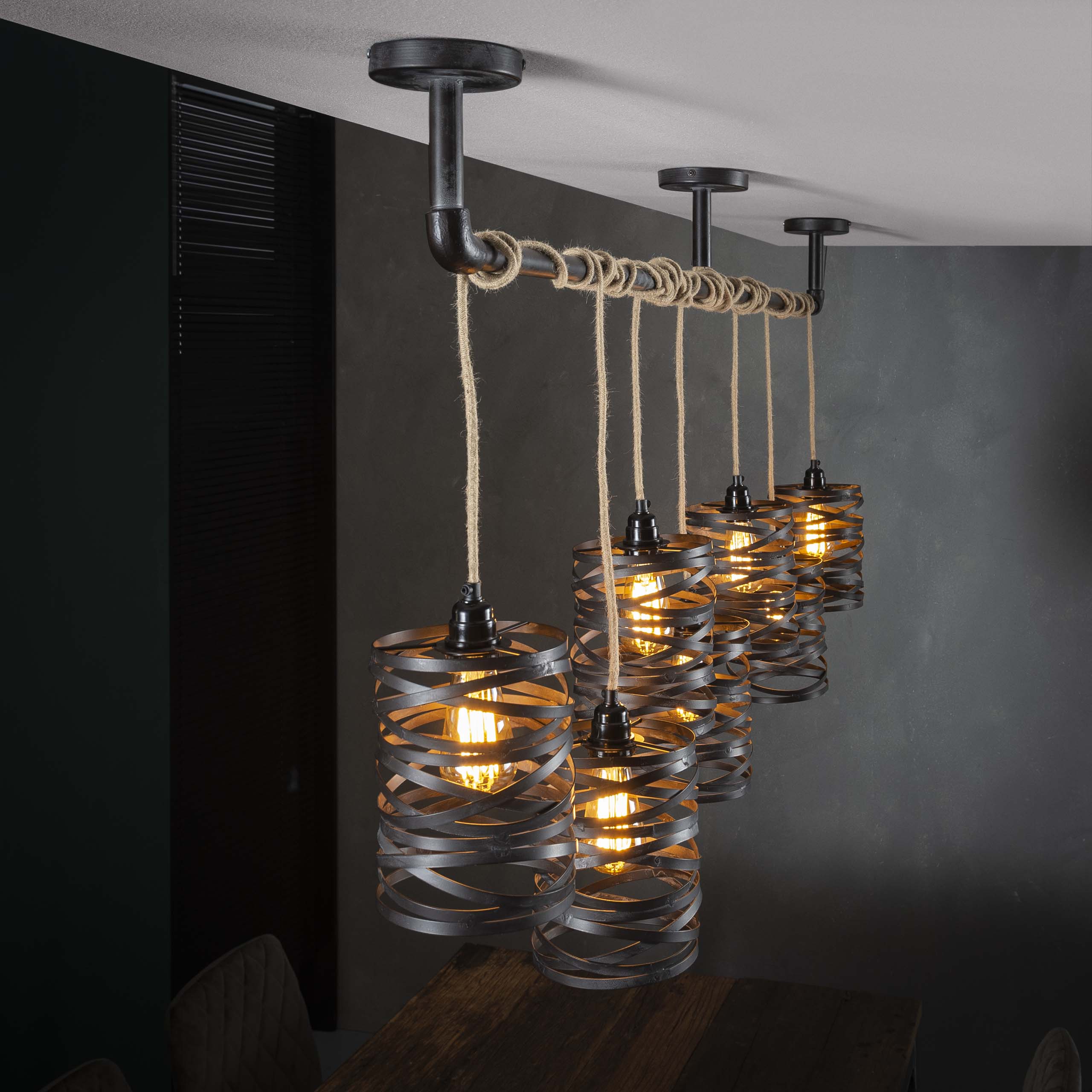 Hanging lamp 7L twist wrap XL / Slate gray