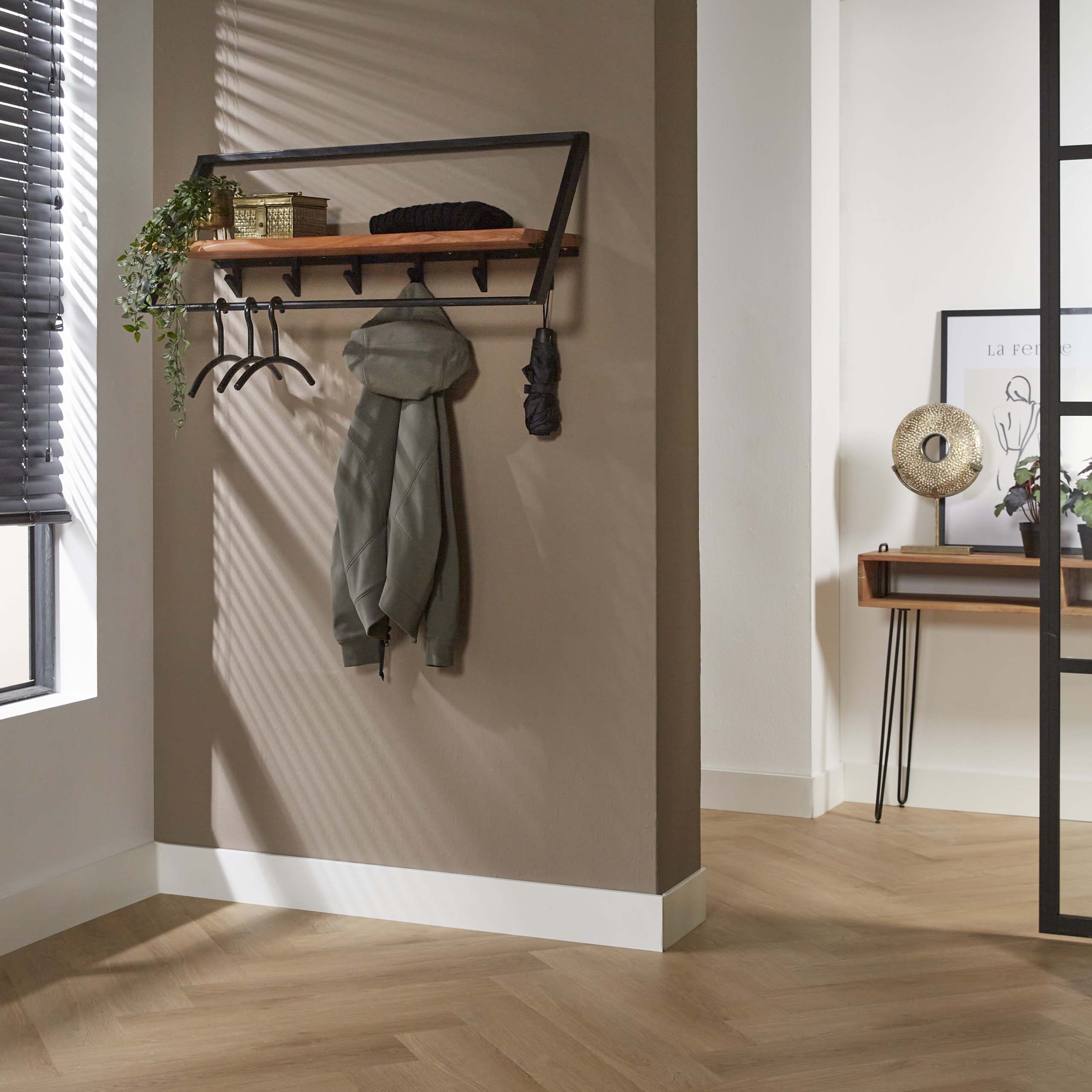 Perchero Lean - 6 ganchos - Acacia maciza