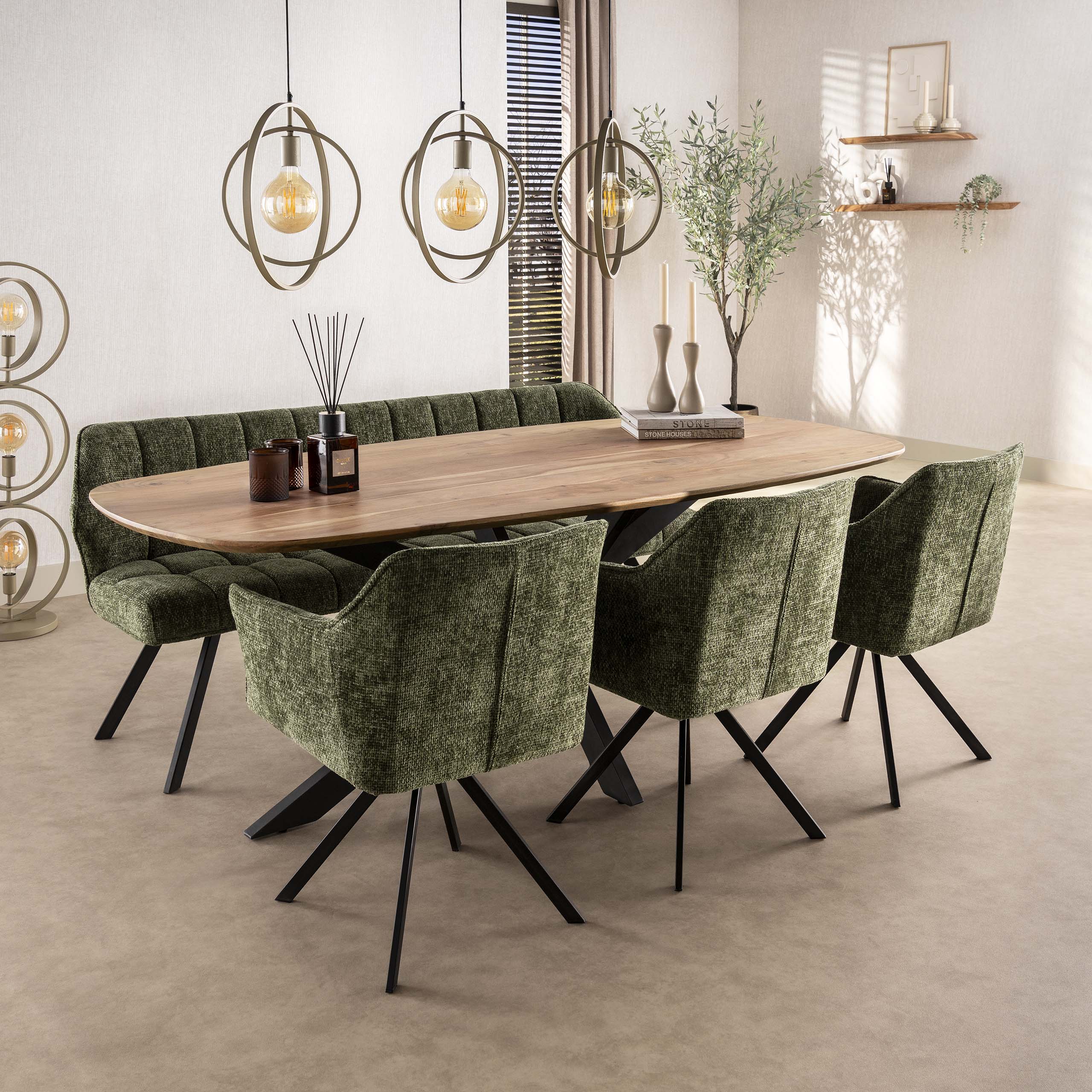 Sillón Raster giratorio - juego de 2 - Hoven Green