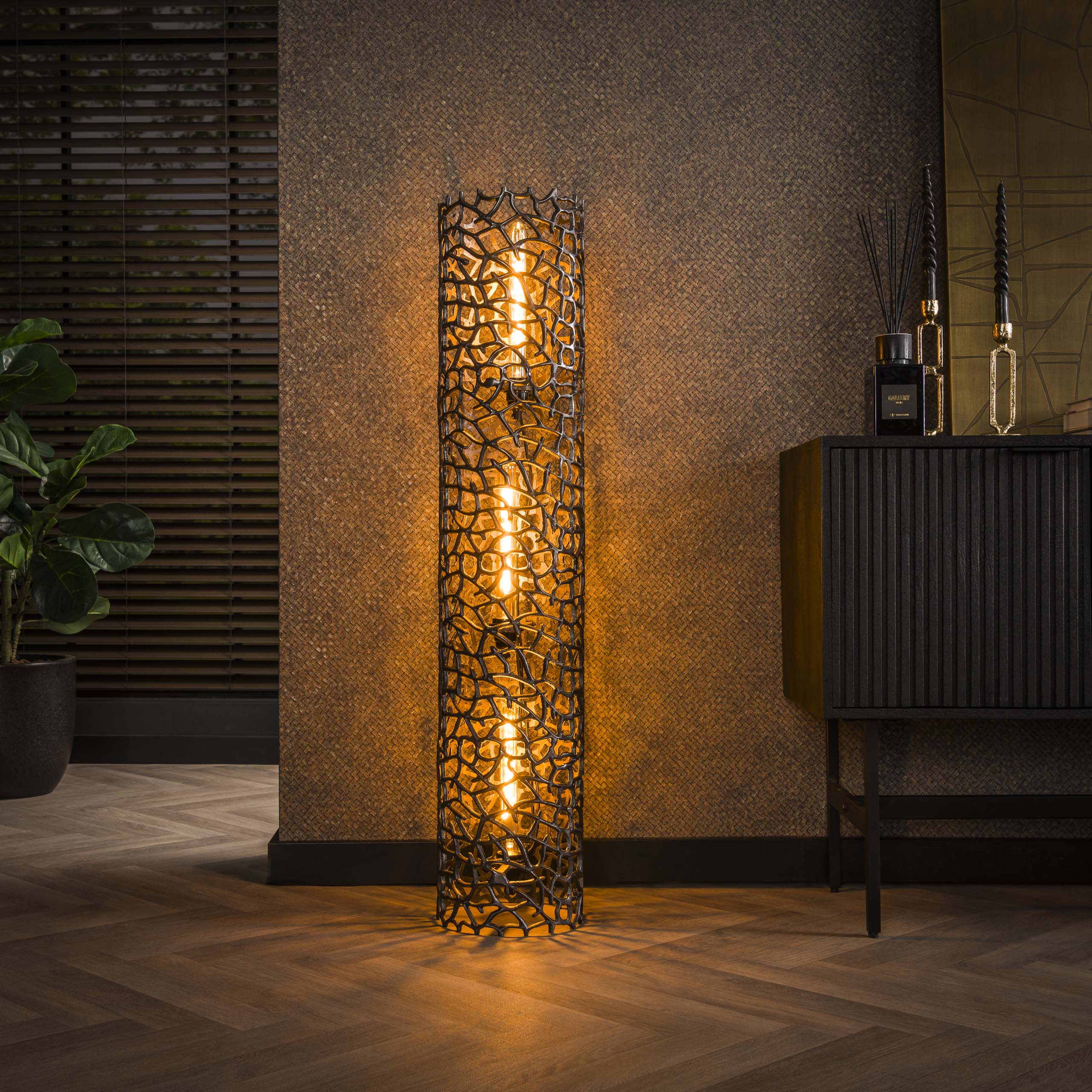 Lámpara de pie Weaver XL 3 luces - Níquel negro