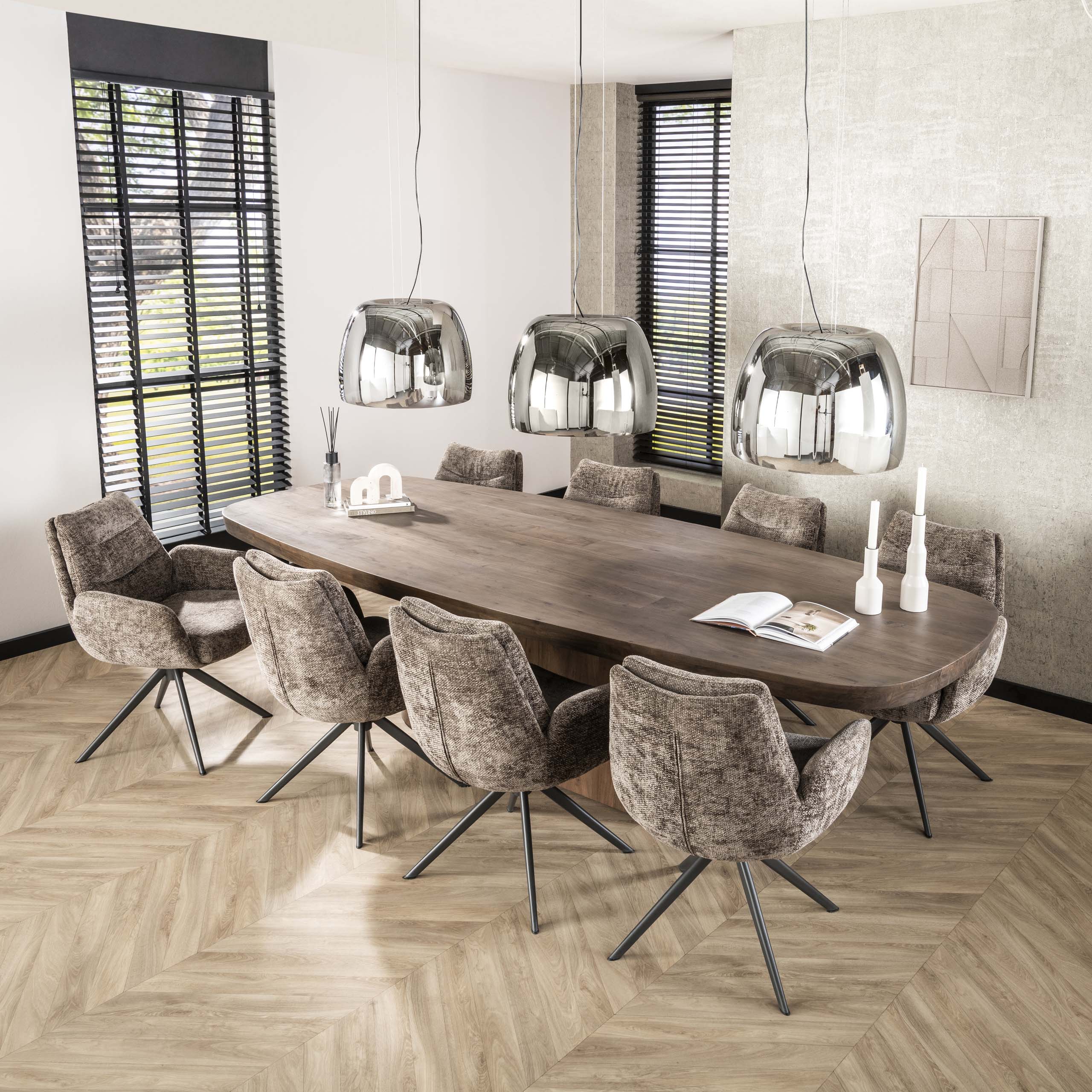 Sillón Lounge giratorio - juego de 2 - Hoven taupe