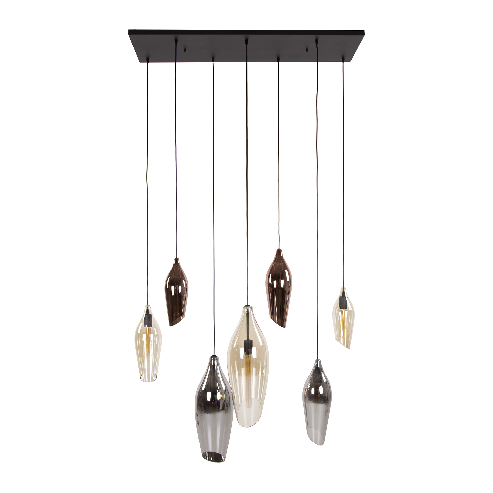 Hanging lamp 4+3 cocoon mix glass / Black