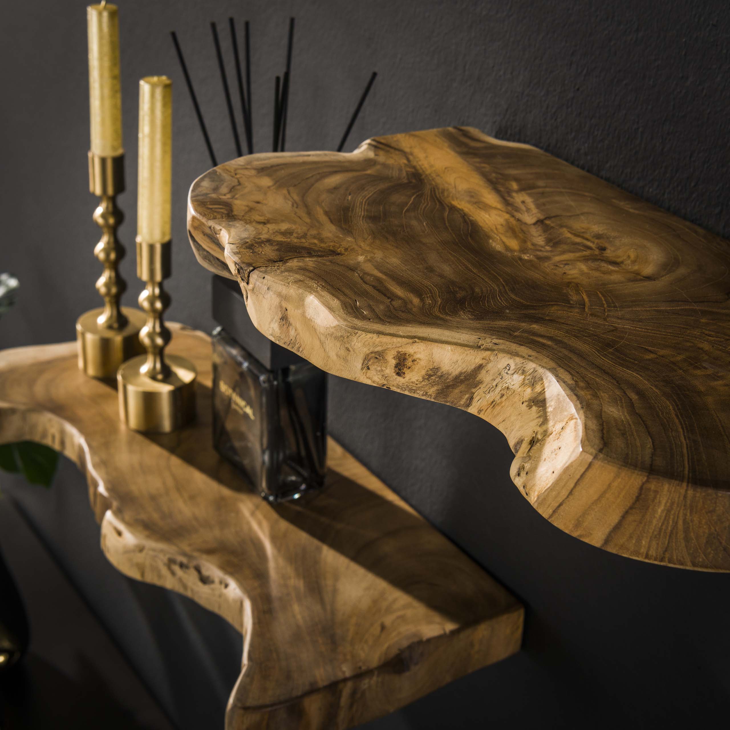 Estante de pared natural line set/3 / Madera maciza de teca reciclada