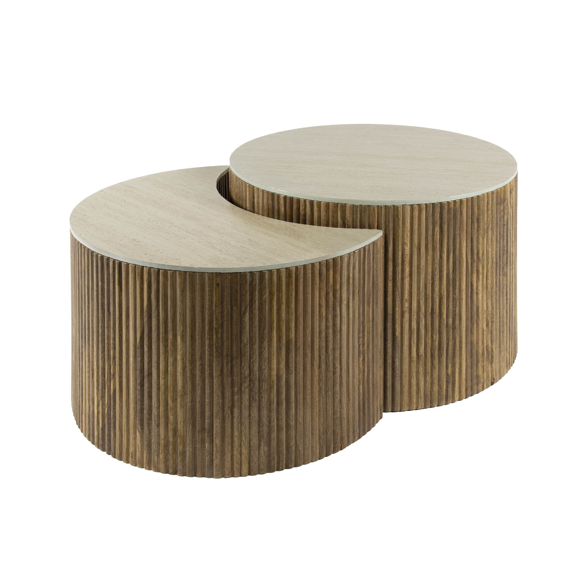 Mesa de centro Nuovo media caña - Juego de 2 - Mango macizo arena