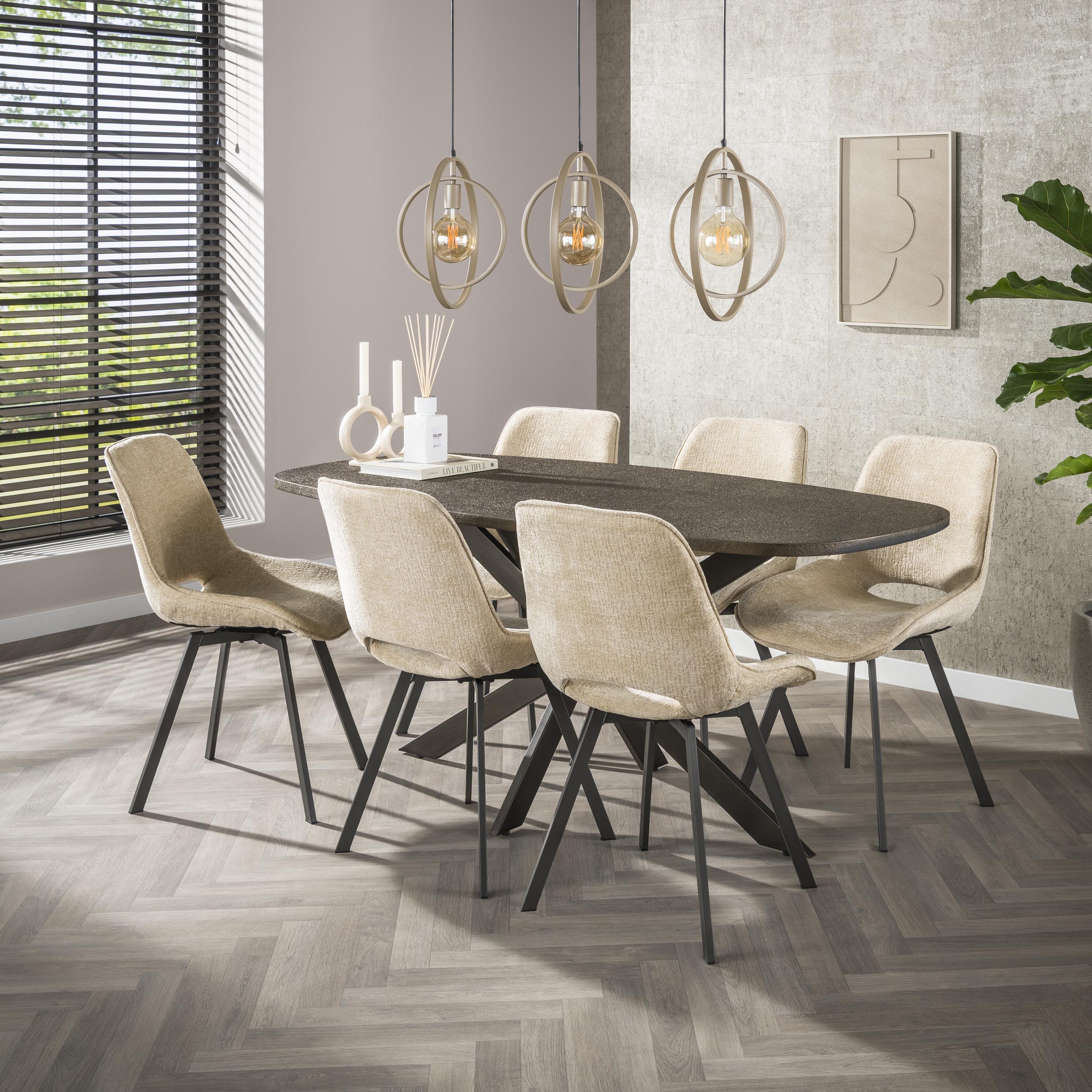 Mesa de comedor danesa ovalada Bronvik 180 cm - Bronce Liquid Metal