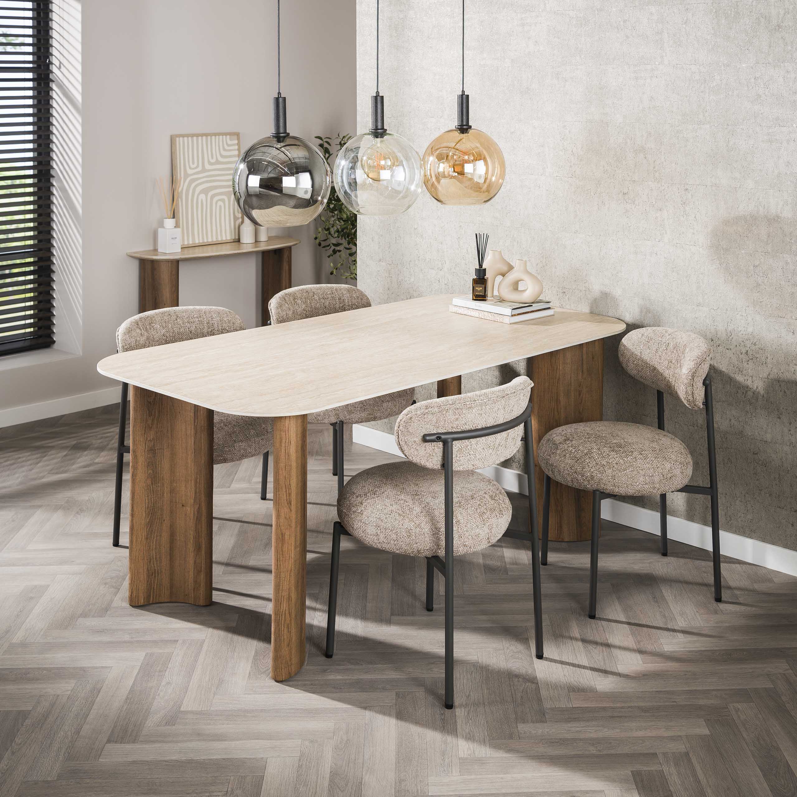 Mesa de comedor Romano Curvo 180 cm - Cerámica travertino