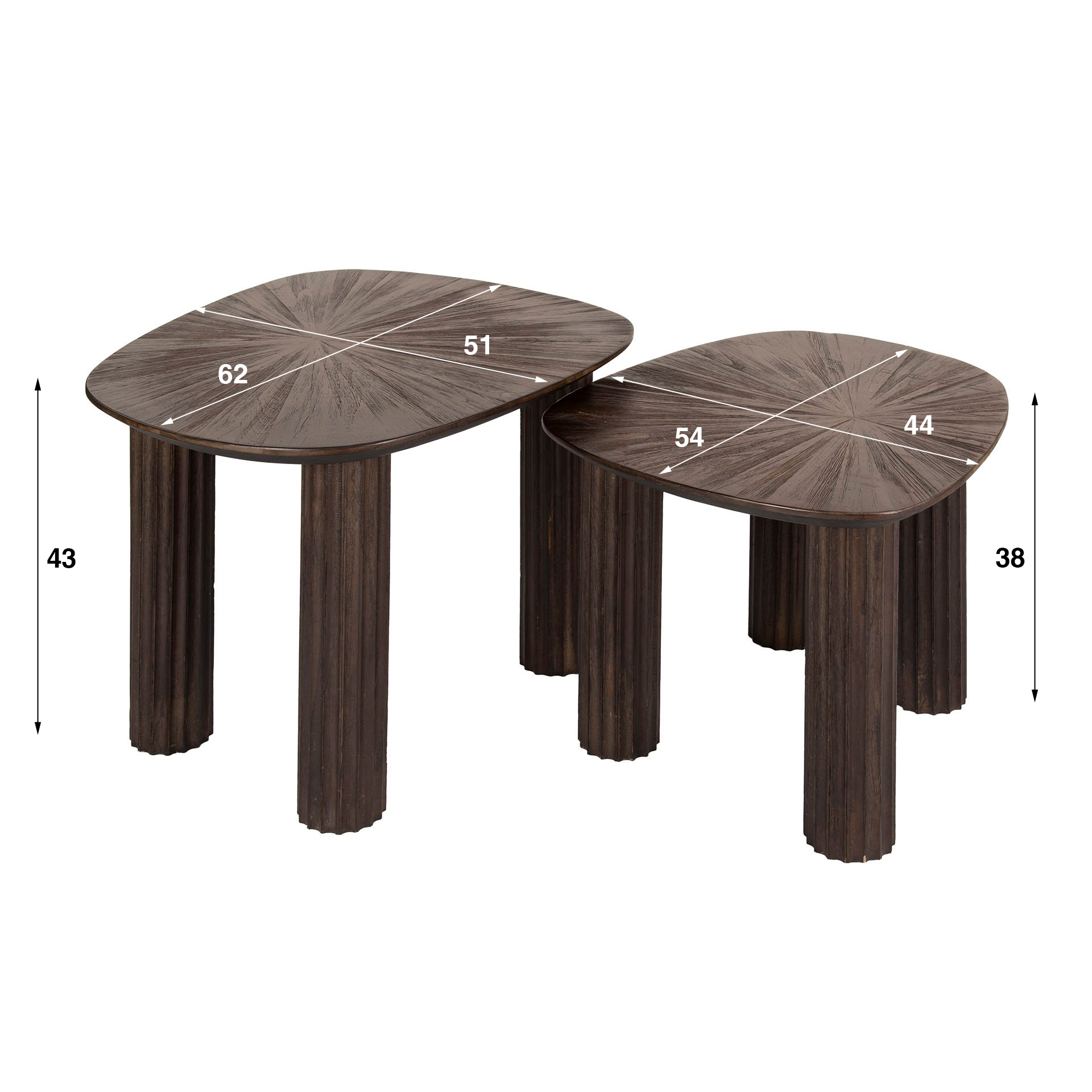 Mesa de centro Maya teca cuadrangular - juego de 2