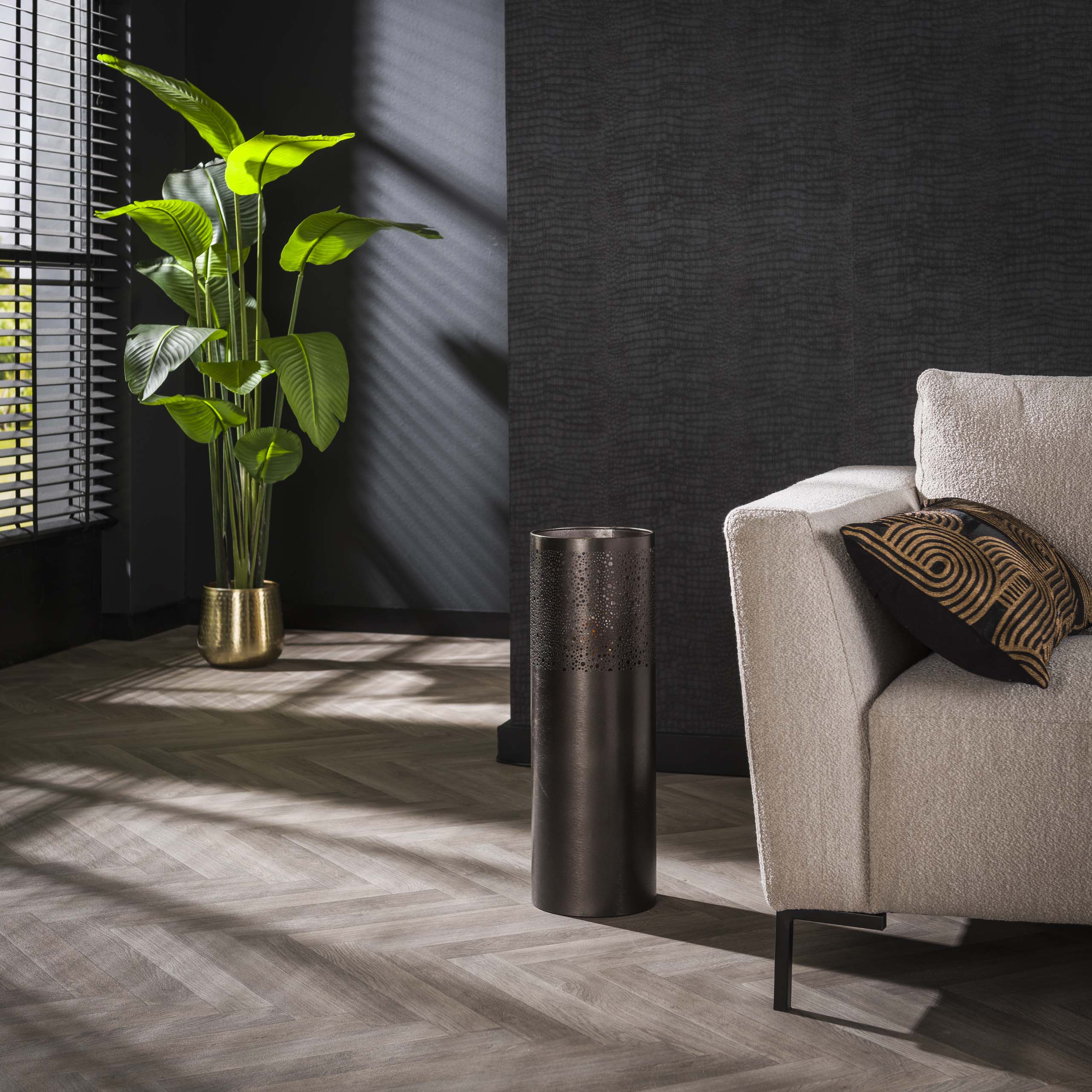 Lámpara de pie Cilindro Glow 1 luz 60 cm - Níquel negro