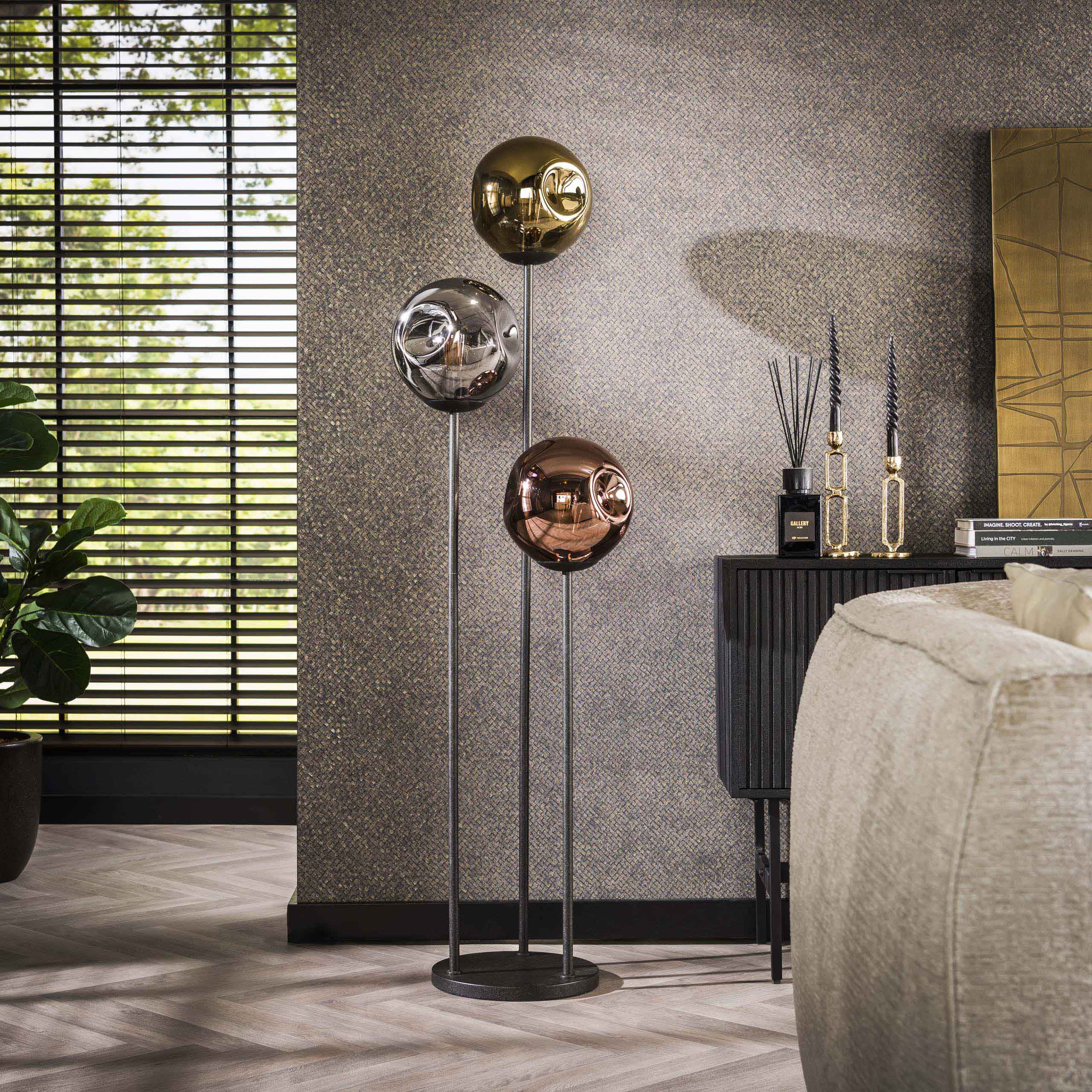 Lámpara de pie Stellar escalonada 3 luces - Negro ártico