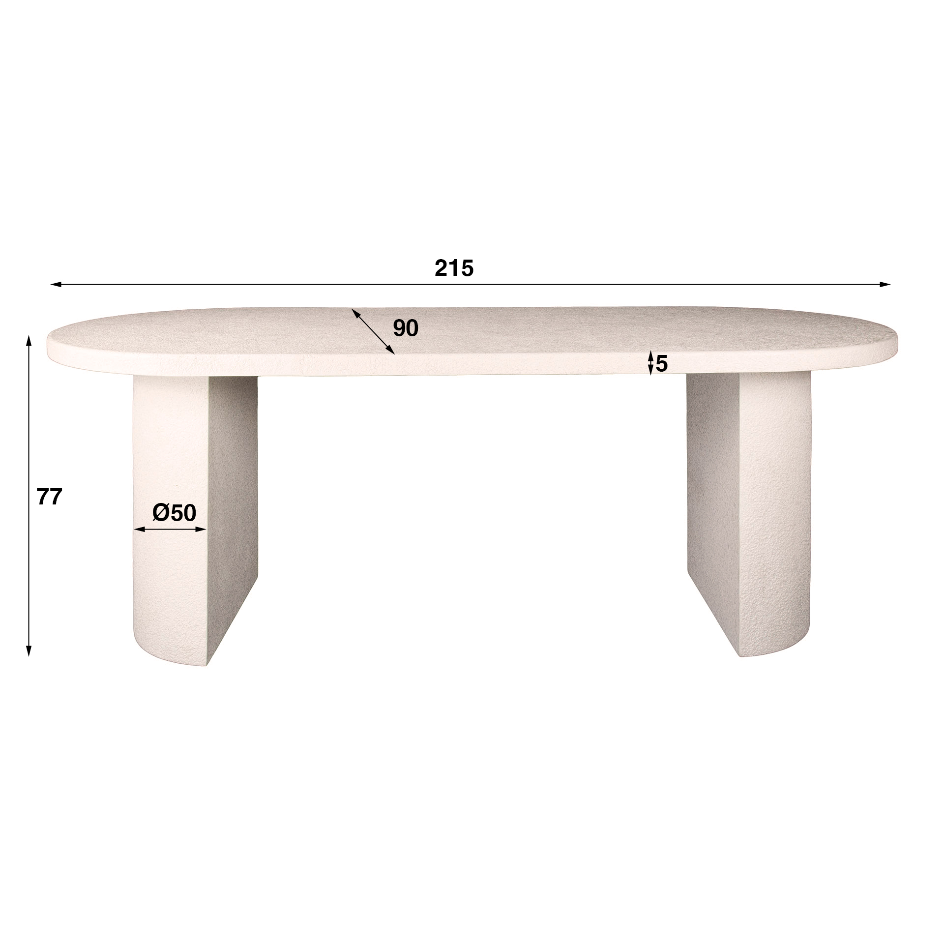Mesa de comedor arco piedra 215x90cm / Compuesto de mármol