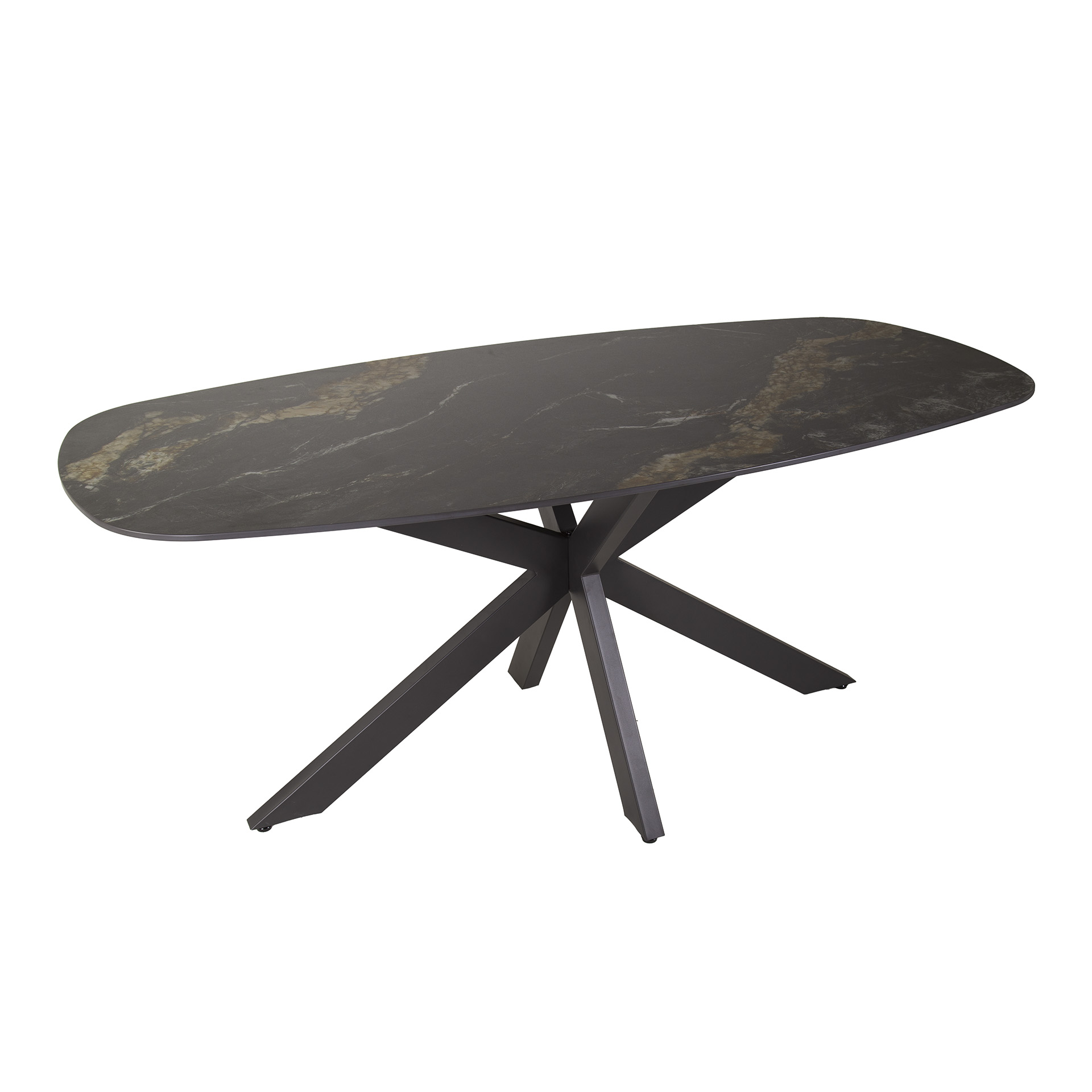 Mesa de comedor danesa ovalada Spider 180 cm - Cerámica fósil negro