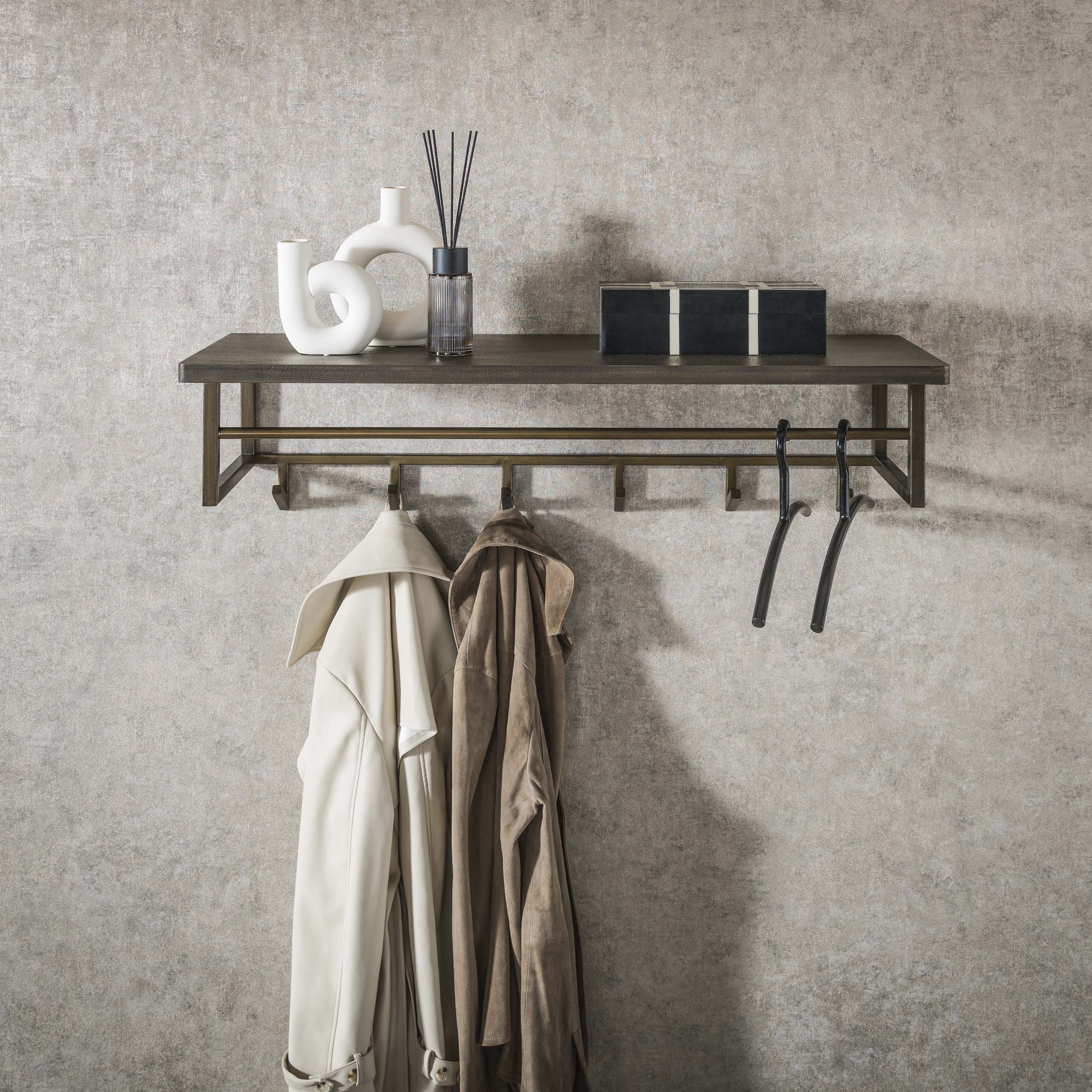 Perchero Ferro 6 ganchos estante sombrero / Bronce antiguo