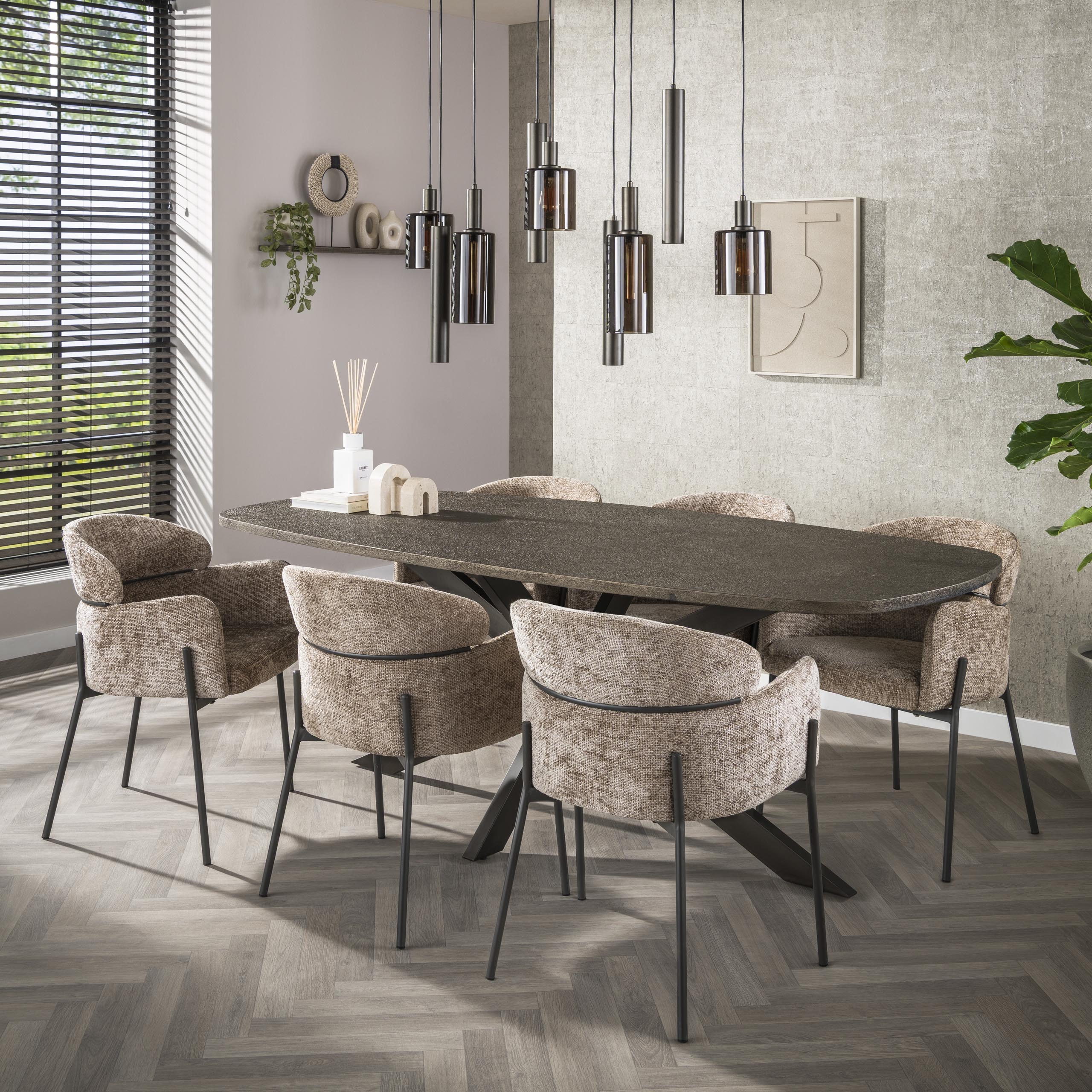 Mesa de comedor danesa ovalada Bronvik 215 cm - Metal líquido bronce
