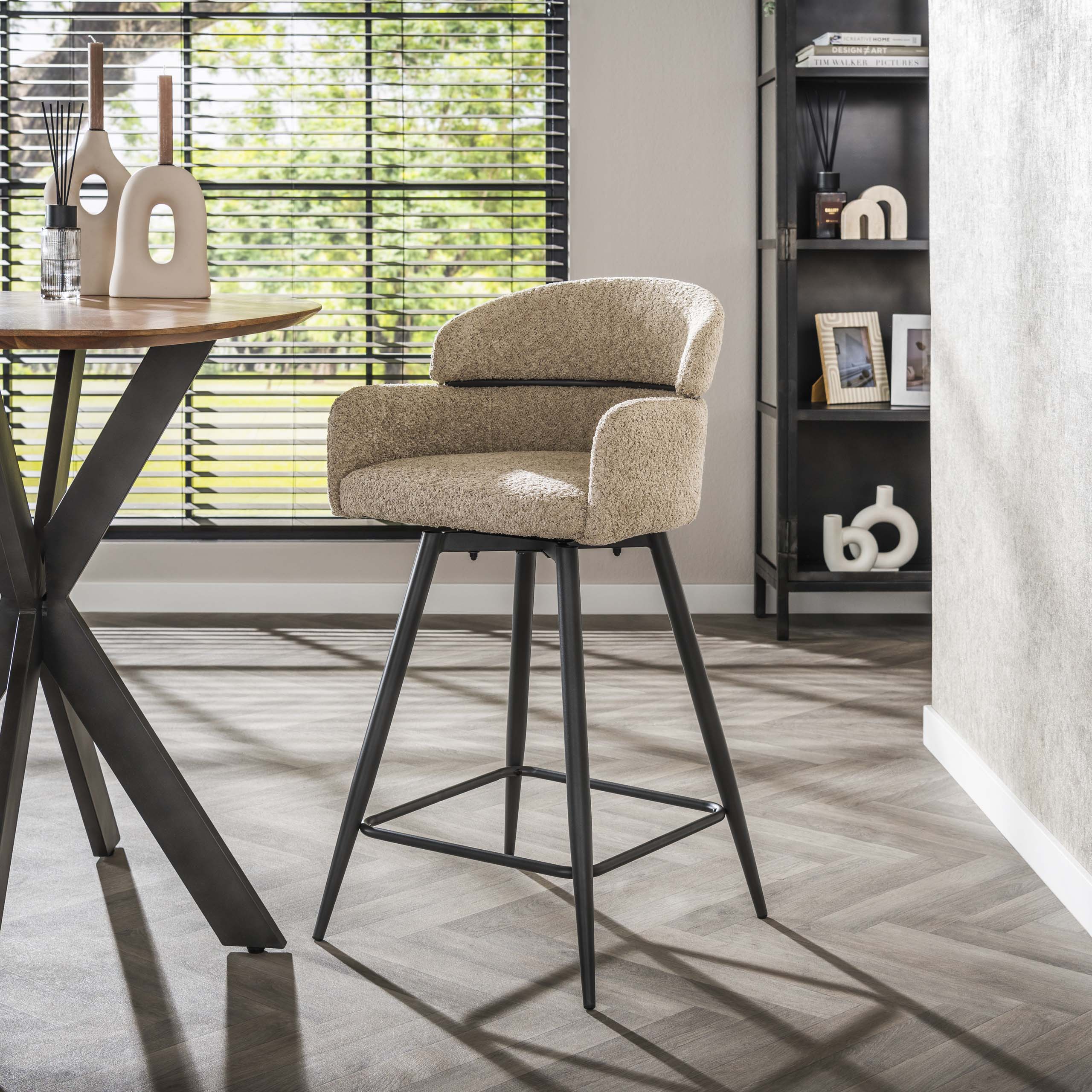 Silla de bar giratoria boucle respaldo redondo VPE2 / Boucle color arena