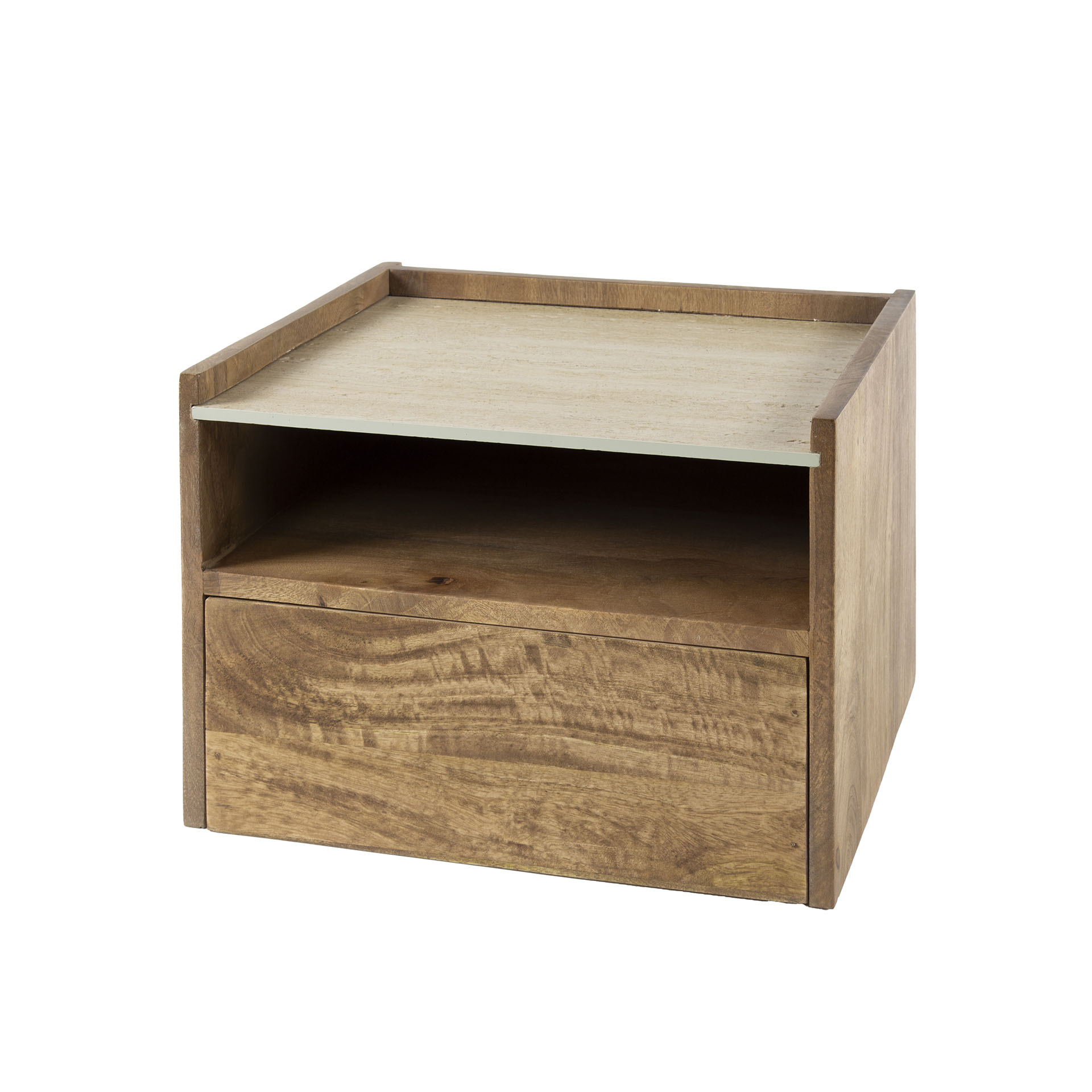 Mesita de noche flotante Nuovo - 1 cajón - Mango macizo color arena