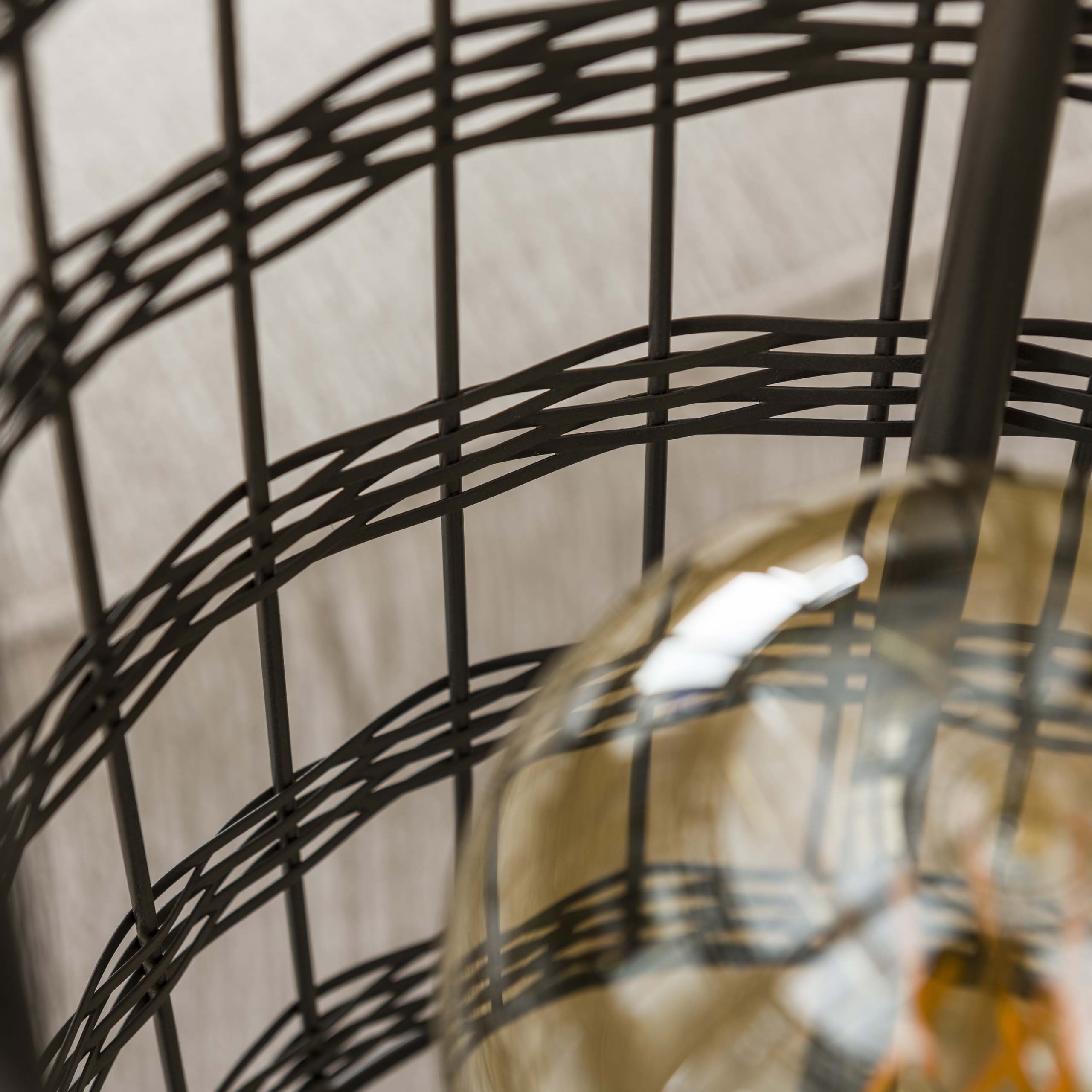 Lámpara de pie 2L persianas metal/Níquel negro