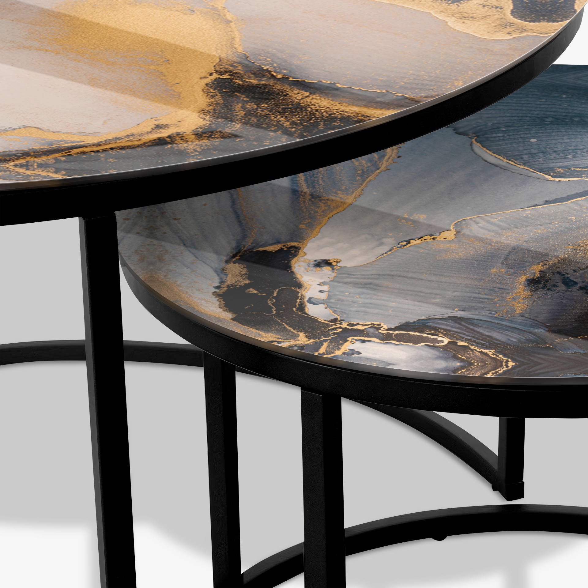 Mesa de centro Negro - Mármol abstracto