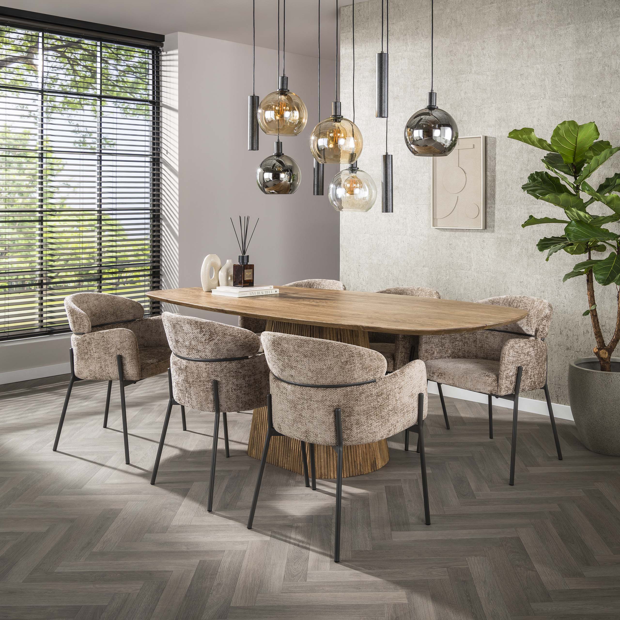 Mesa de comedor Wave Centro ovalada 215 cm - Mango macizo color arena