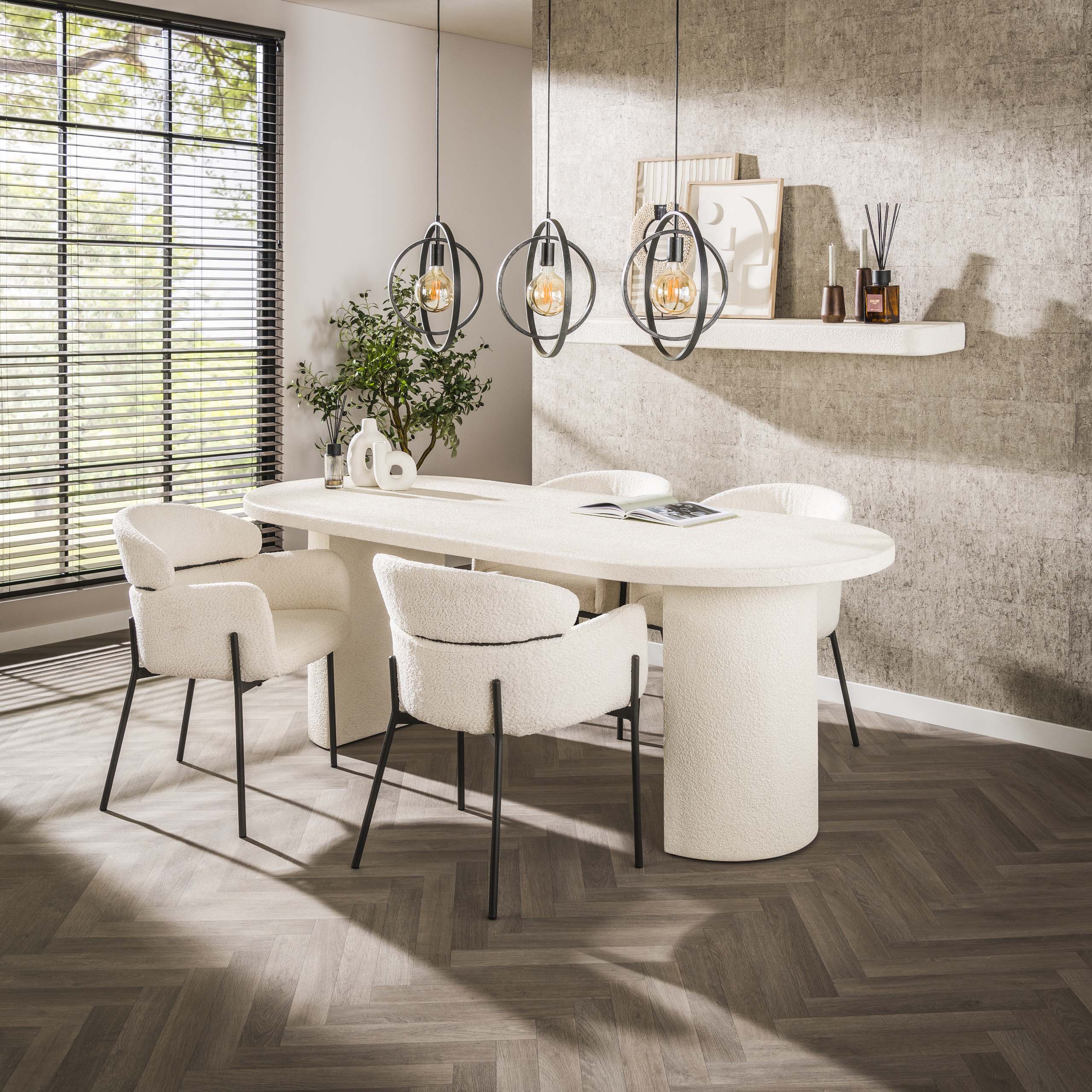 Mesa de comedor arco piedra 215x90cm / Compuesto de mármol