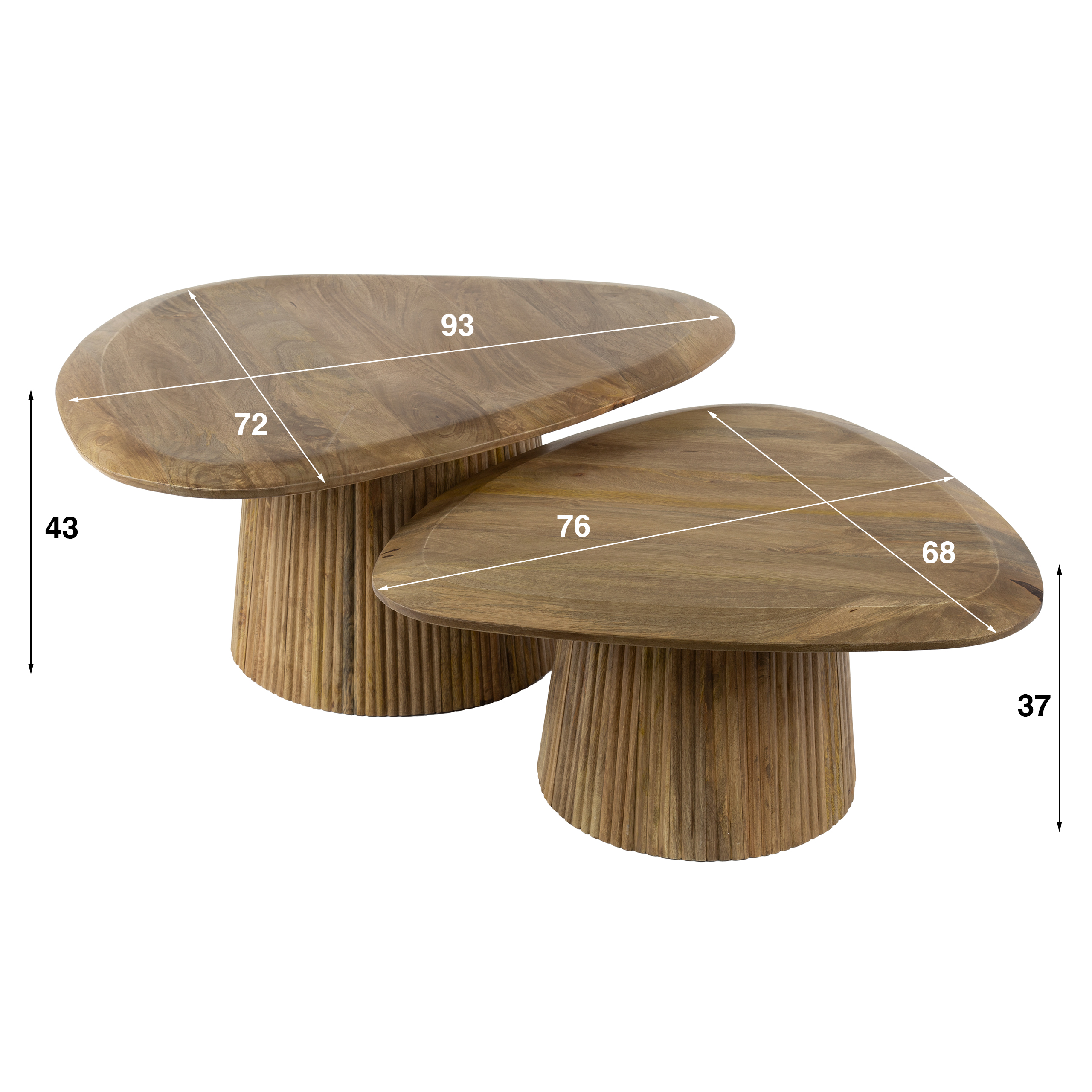 Mesa de centro triangular Wave - juego de 2 - Mango macizo