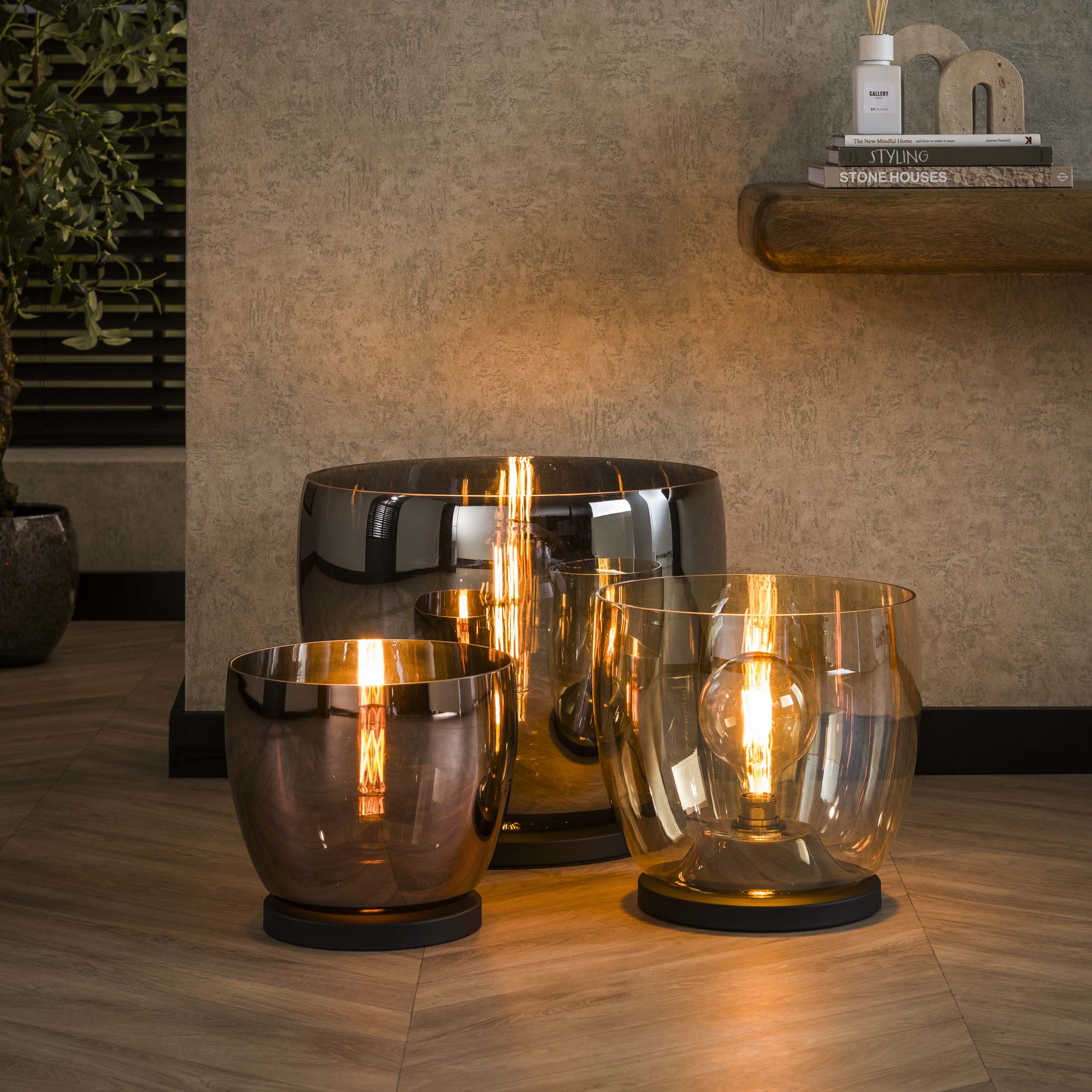 Lámpara de pie UP L 1 luz - Vidrio gris humo