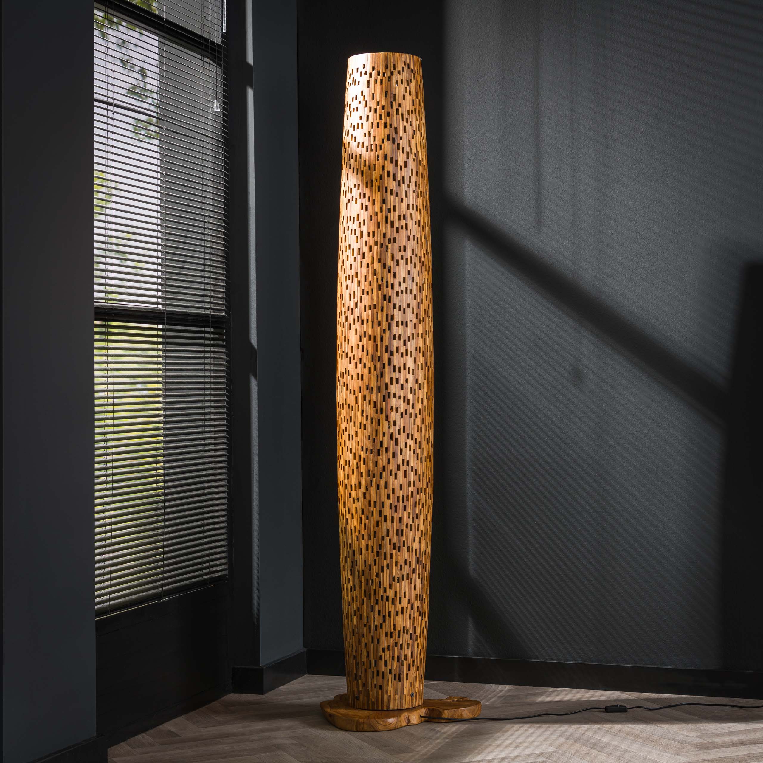 Lámpara de pie L barras / Madera maciza de teca reciclada
