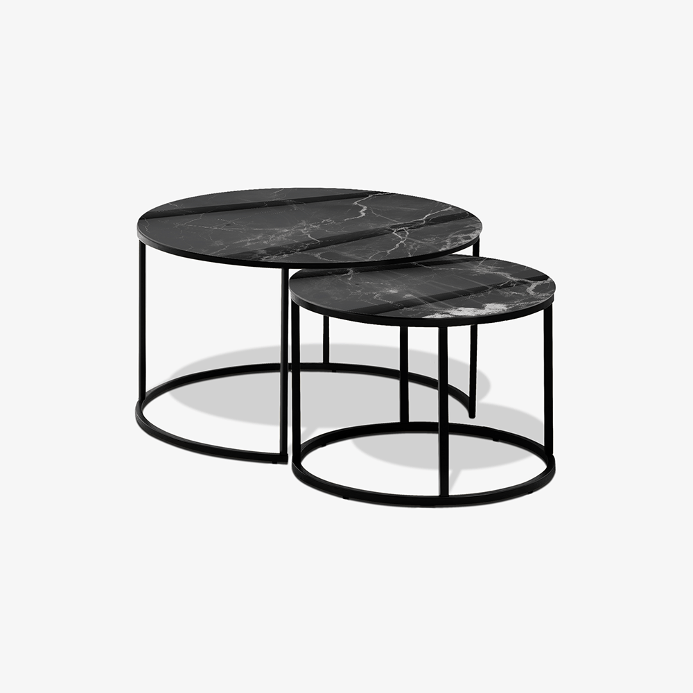 Mesa de centro Negra - Mármol Blanco y Negro
