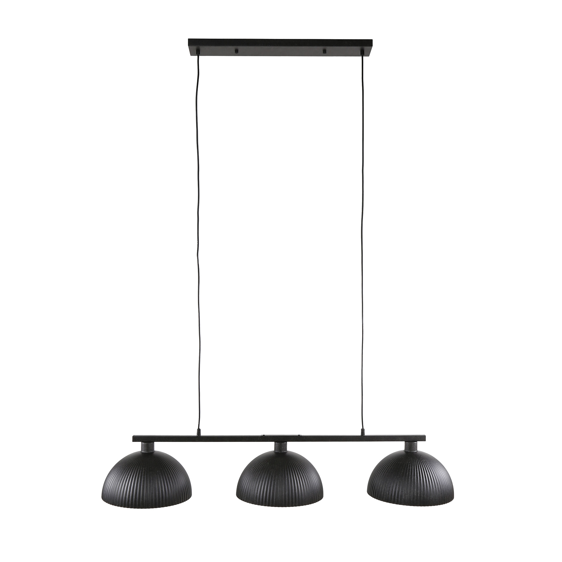 Hanging lamp 3L semi-circular shade-ribbed / Artic black