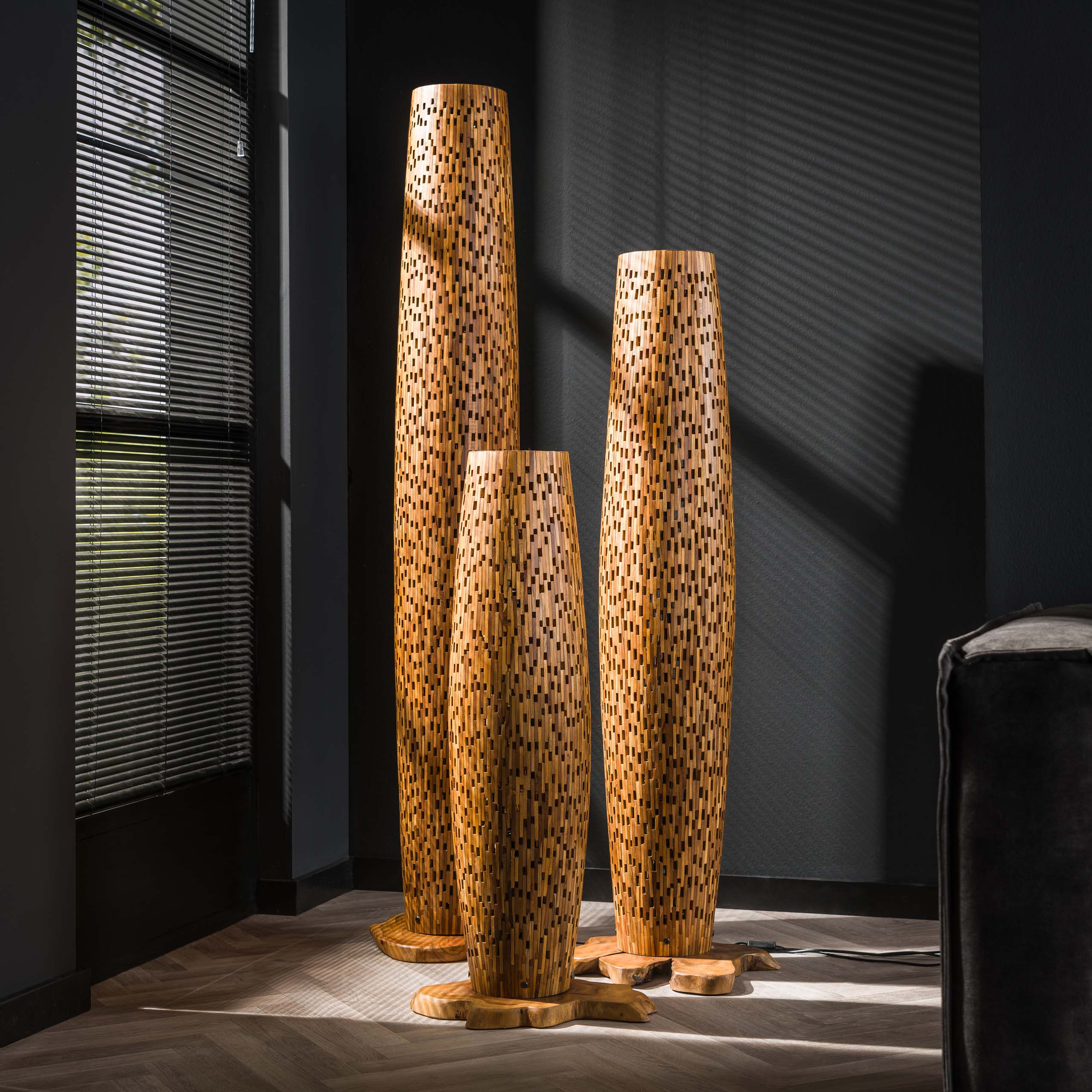 Floor lamp L bars / Solid recycled teak wood