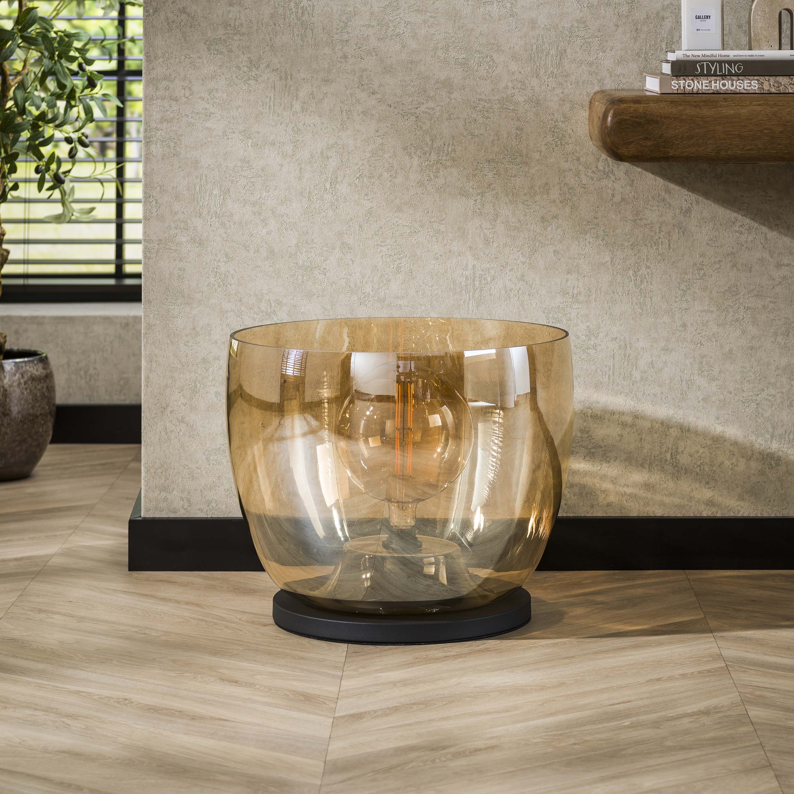 Lámpara de pie UP XXL 1 luz - Vidrio ámbar