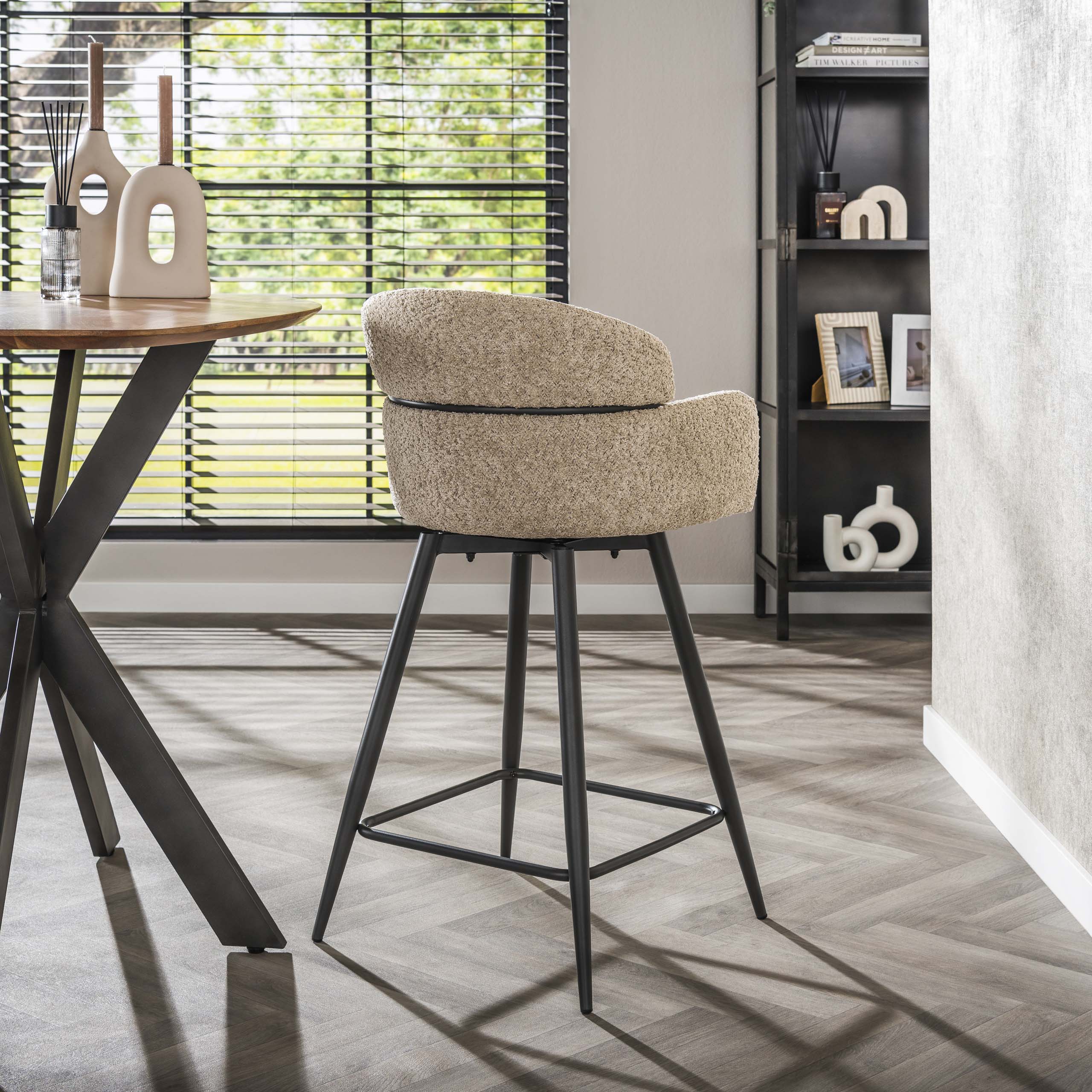 Silla de bar giratoria boucle respaldo redondo VPE2 / Boucle color arena