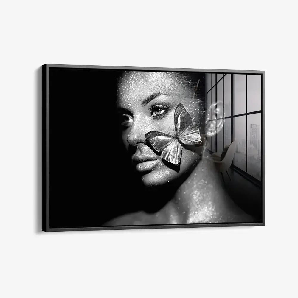 Marco flotante - Negro (Glasschilderij)