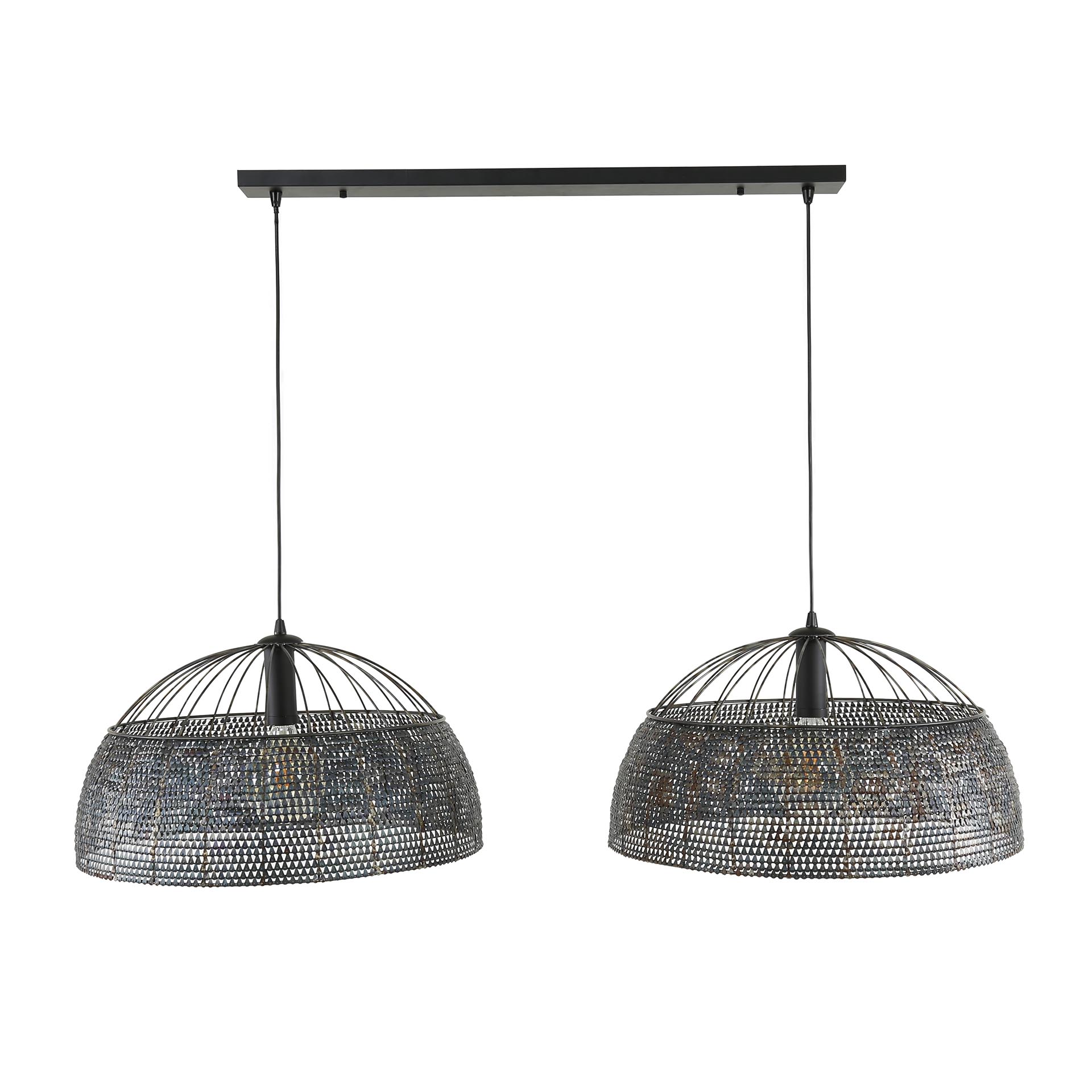 Hanging lamp Armor Open 2-light Ø60 - Black brown