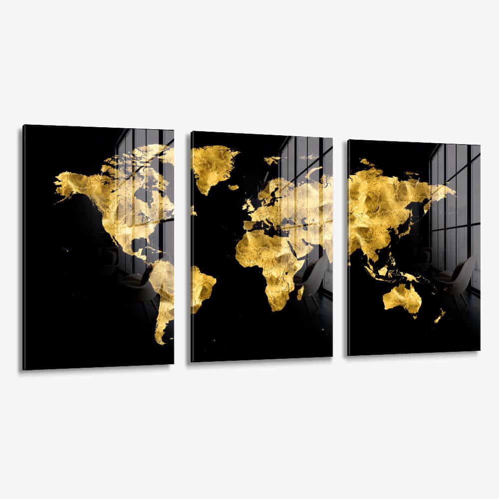 Bundle: "Golden World Map" (3x) – Vidrio