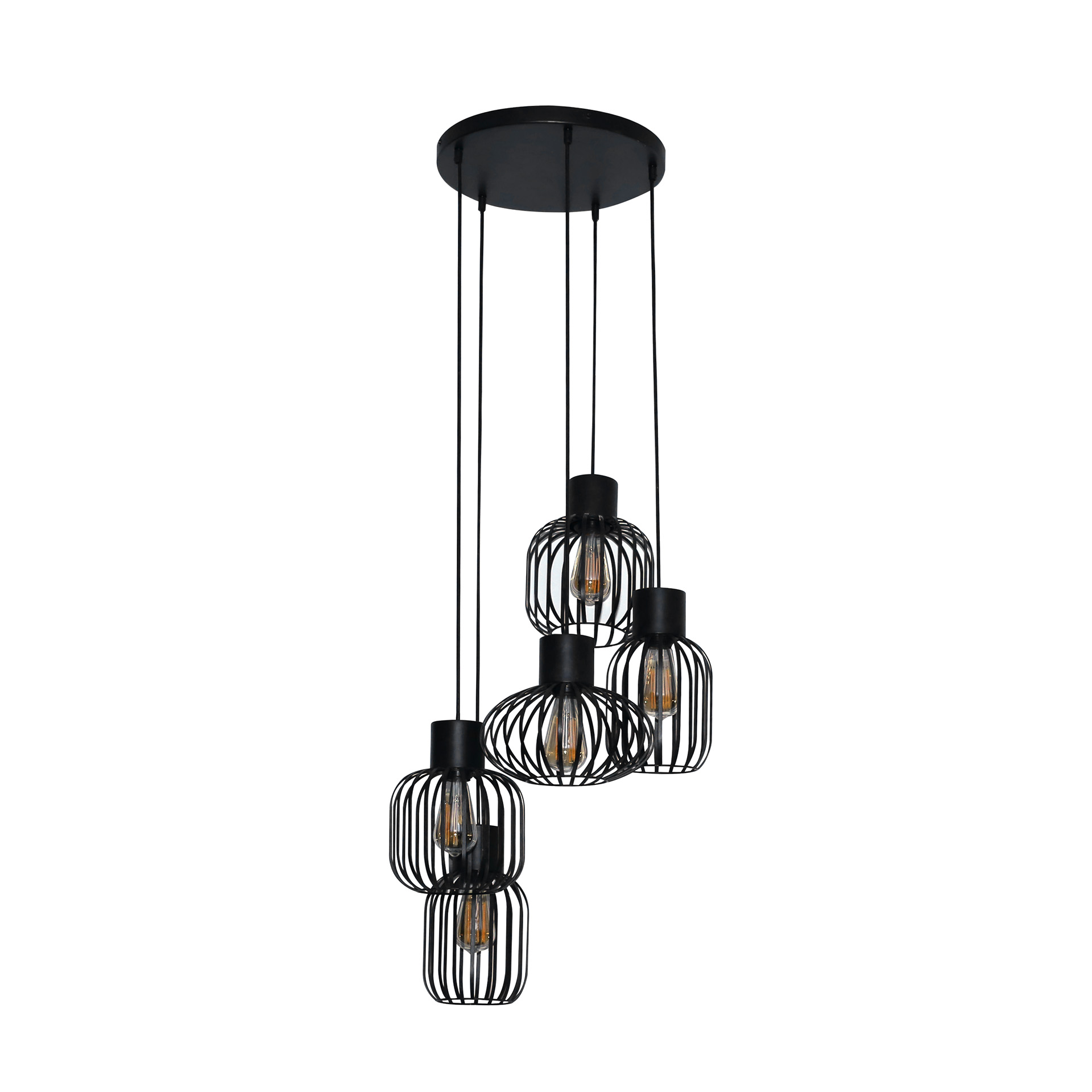 Hanging lamp 5L stepped mix metal / Charcoal