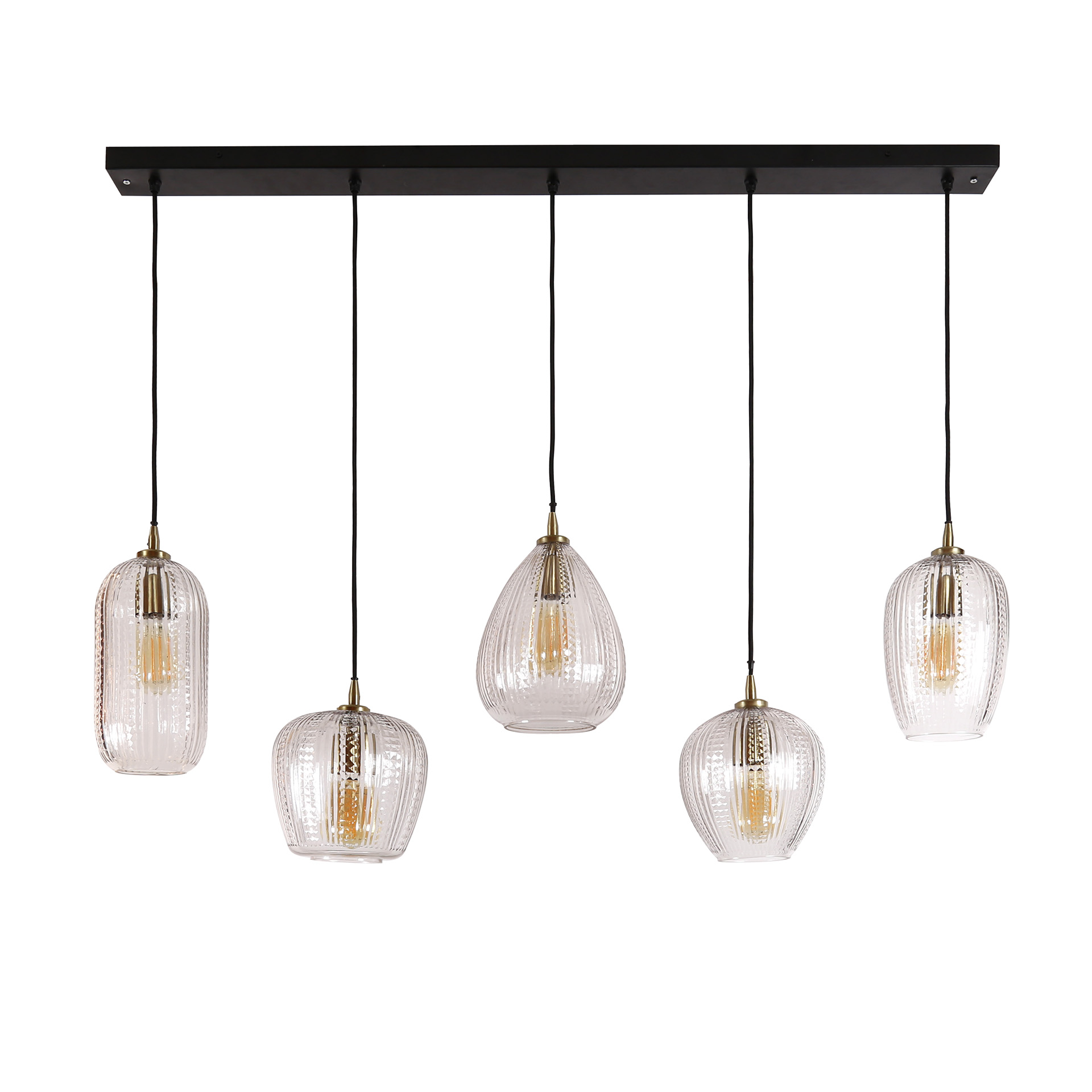 Lámpara colgante 5L mezcla grano diamante / Cristal diamante