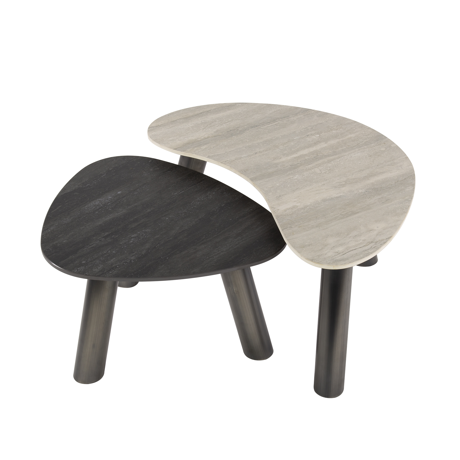 Mesa de centro Twin organic - Set 2 - Travertino negro/gris