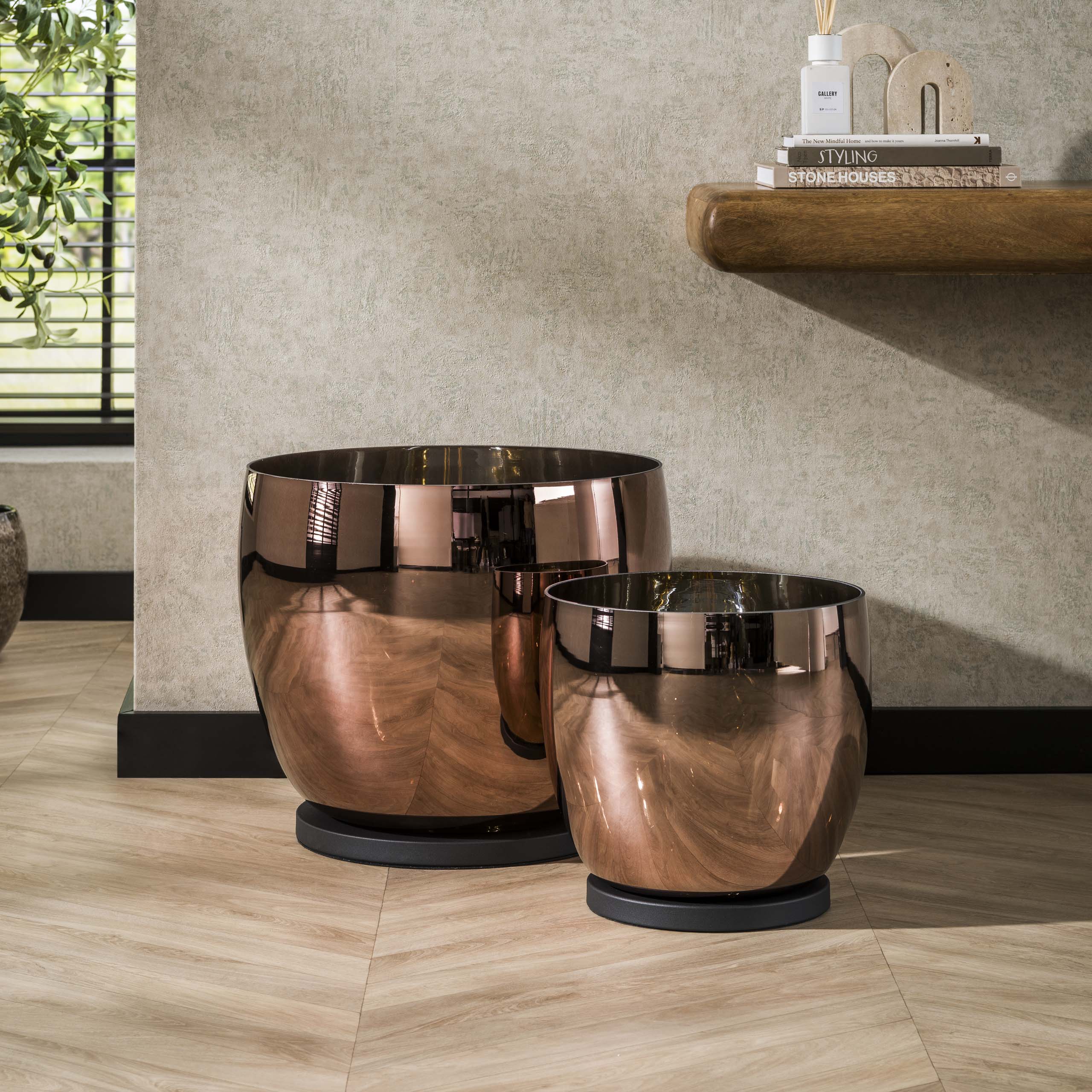 Lámpara de pie UP XL 1 luz cobre cristal