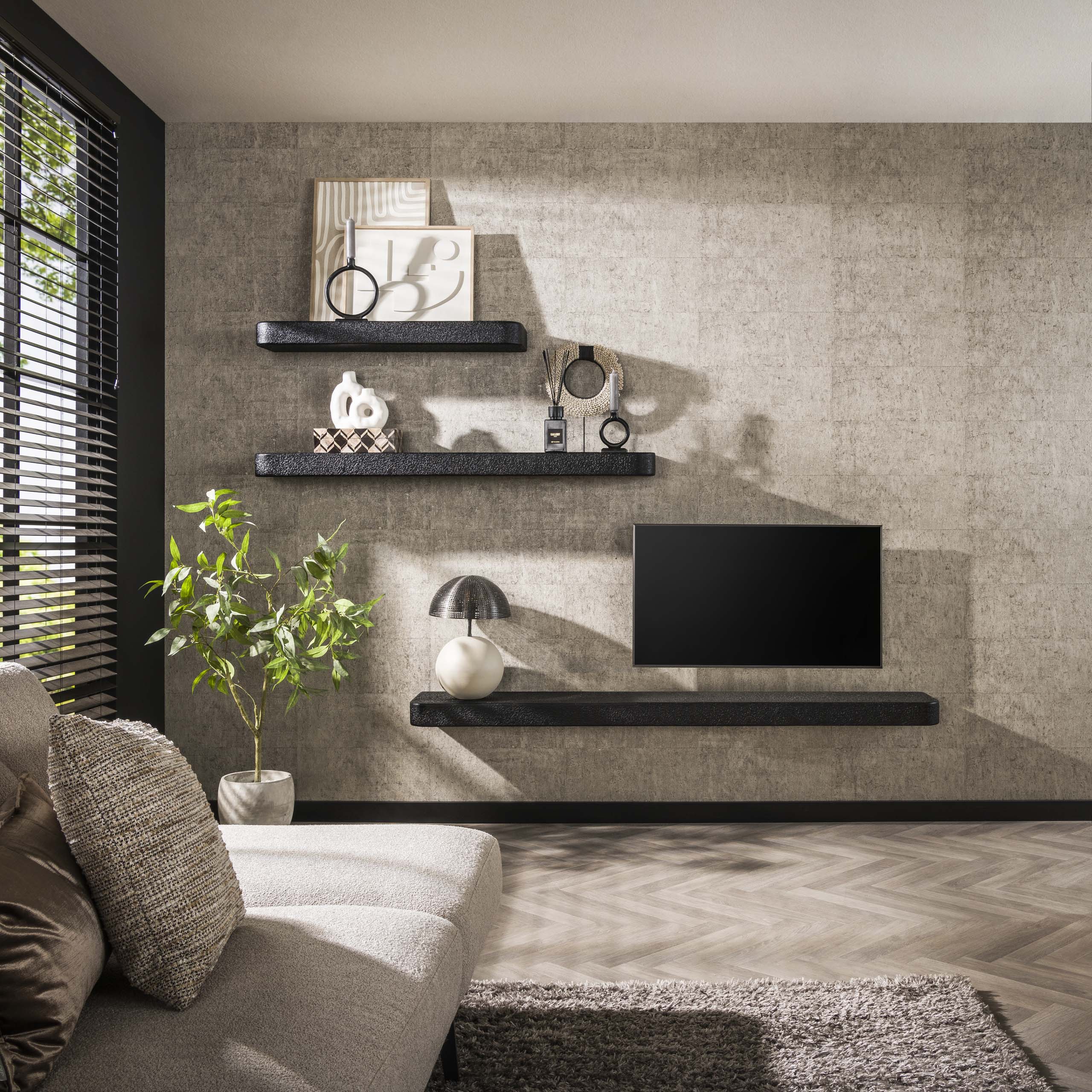 Estante de pared 100cm metalizado / Gris