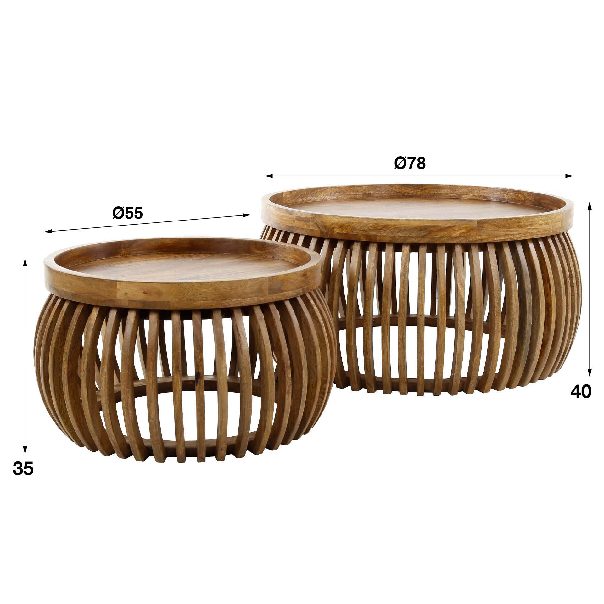 Mesa de centro Tweak Curve - juego de 2 - Mango macizo arena