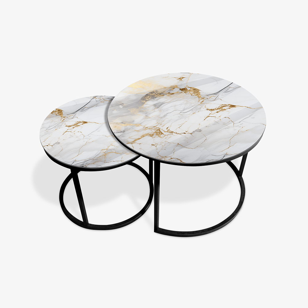 Coffee table Black - White & Gold Marble