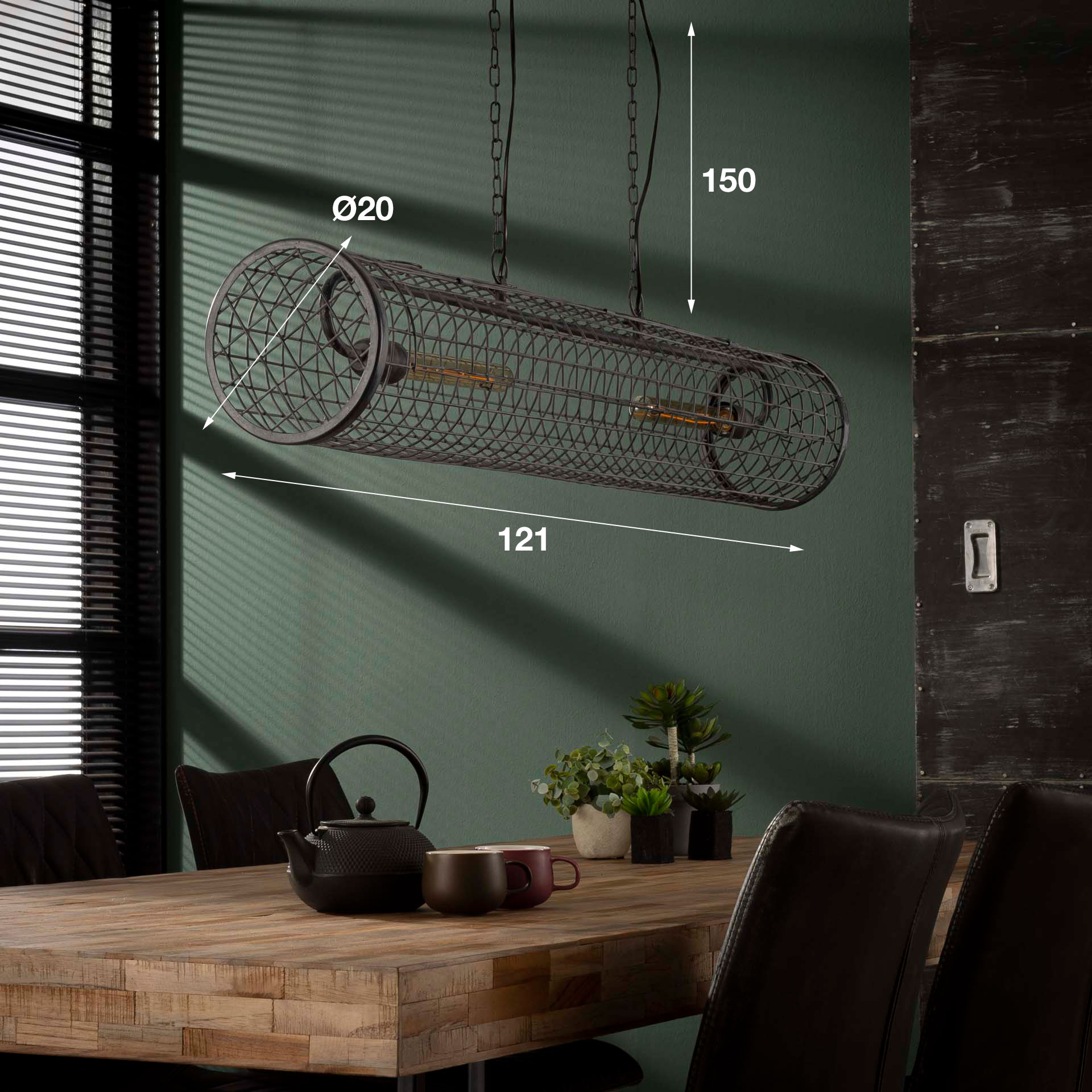 Hanging lamp D20cm cylinder mesh/Slate gray