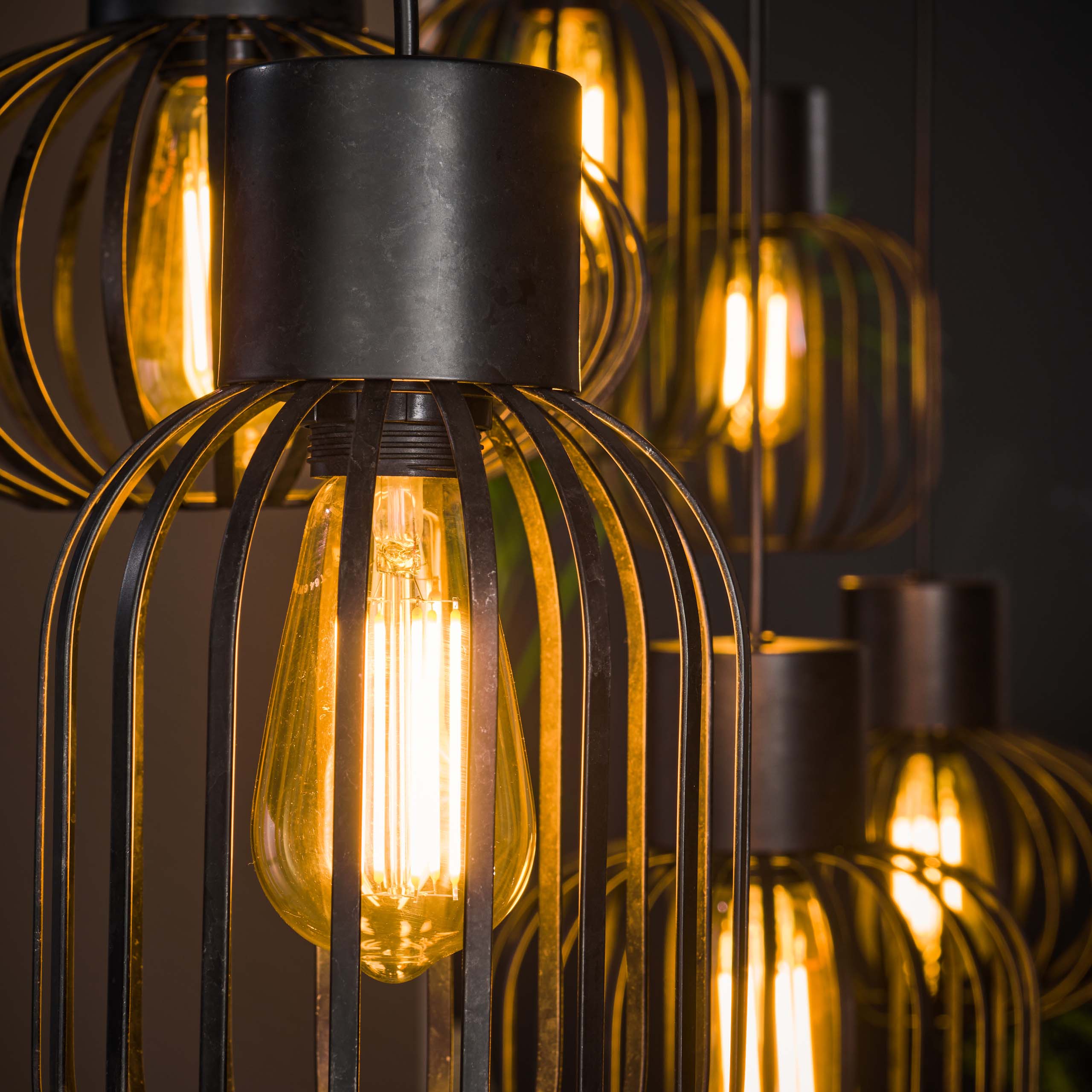 Lámpara colgante 3+3 mix metal / Carbón