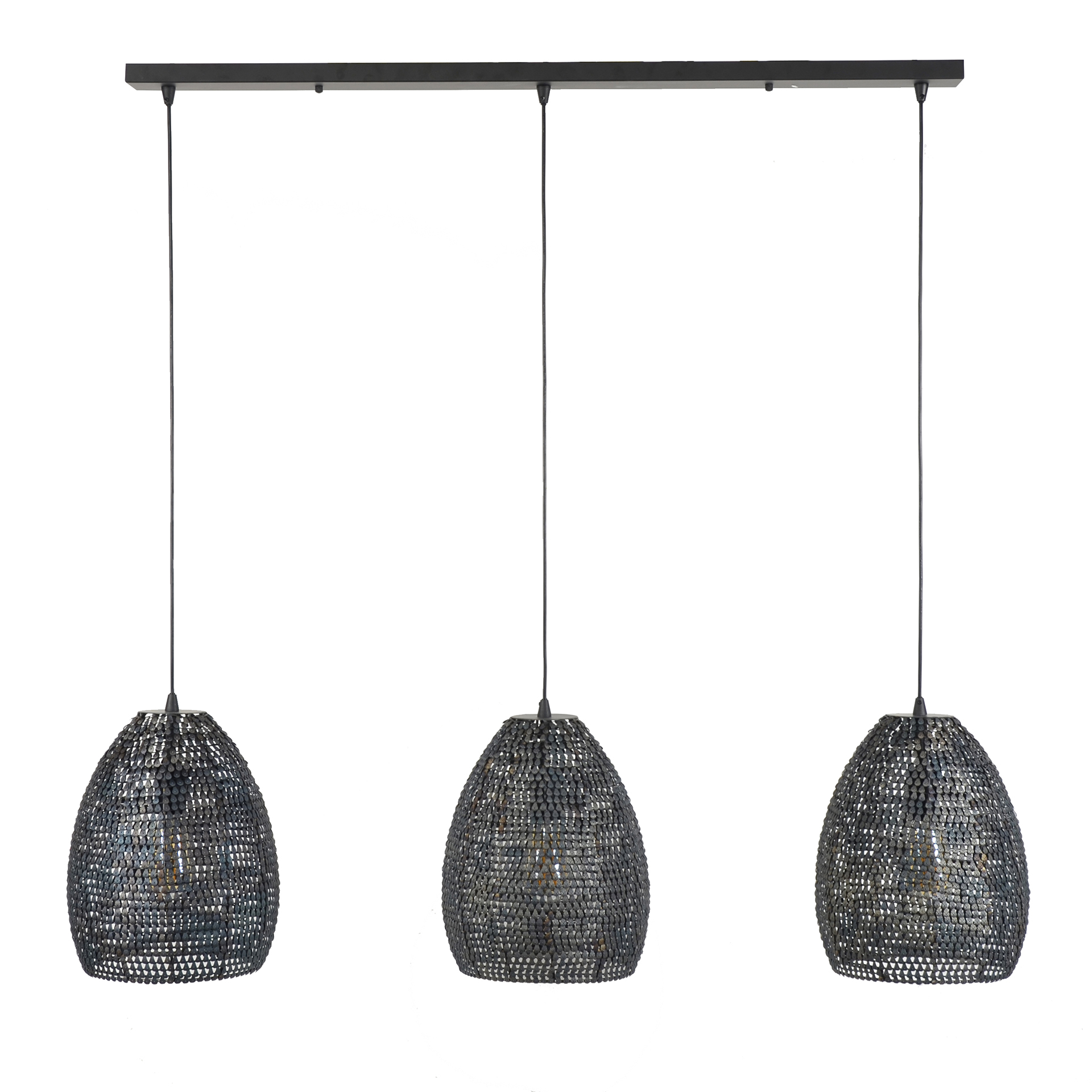 Hanging lamp 3x Ø26 armor oval / Black brown