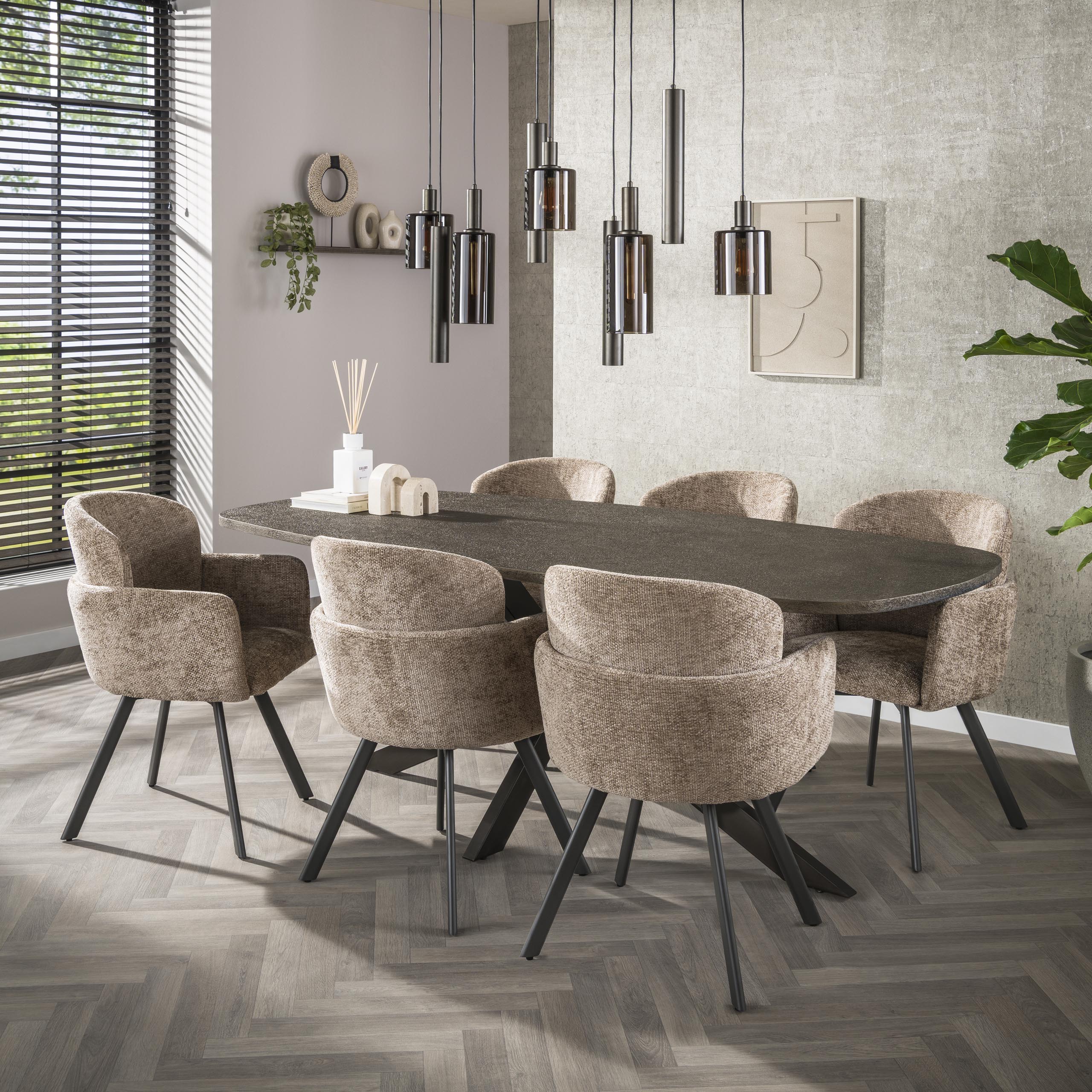 Mesa de comedor danesa ovalada Bronvik 215 cm - Metal líquido bronce