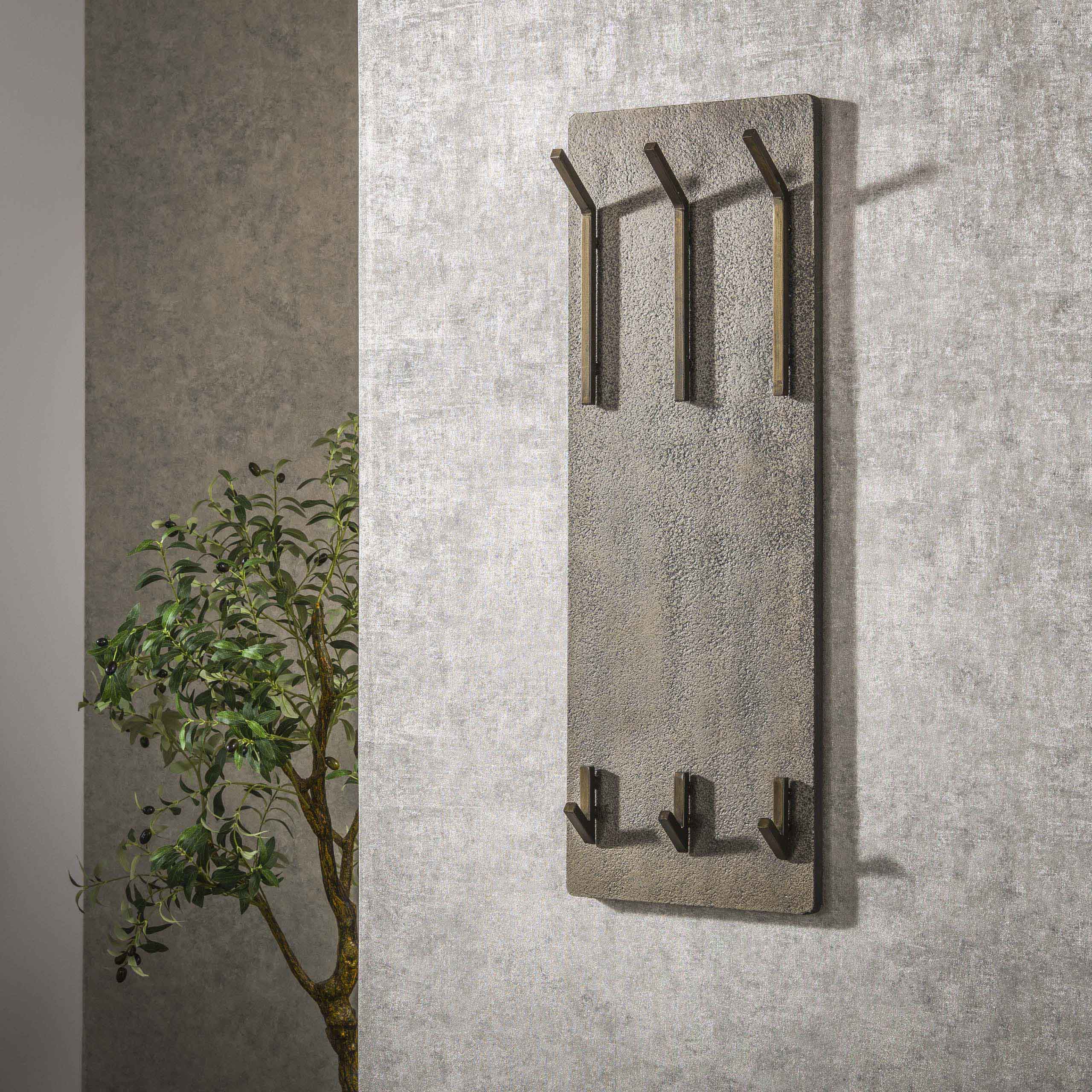 Perchero Ferro 2x3 ganchos alto / Bronce antiguo