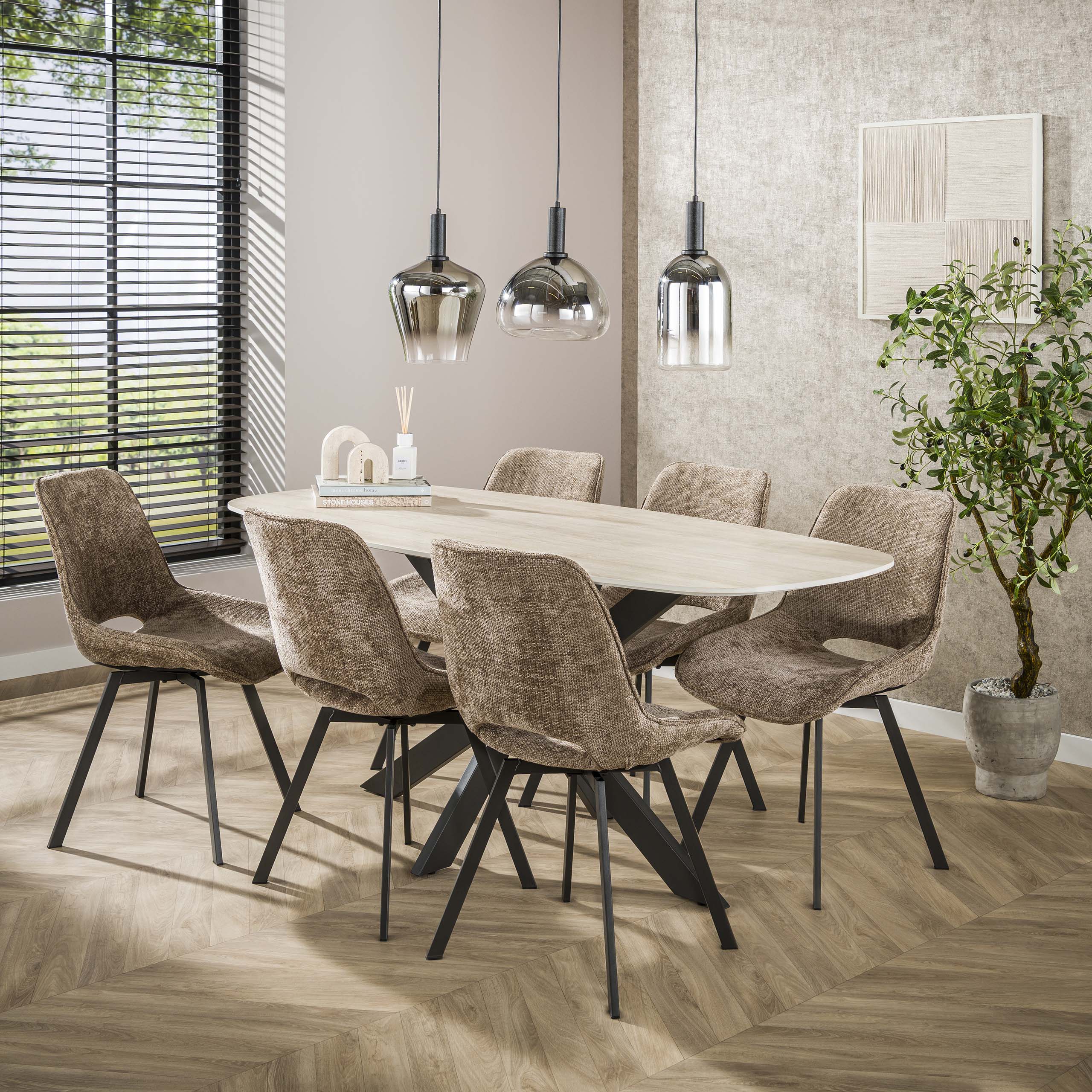 Dining table Romano Cross Danish oval 180 cm - 3D ceramic